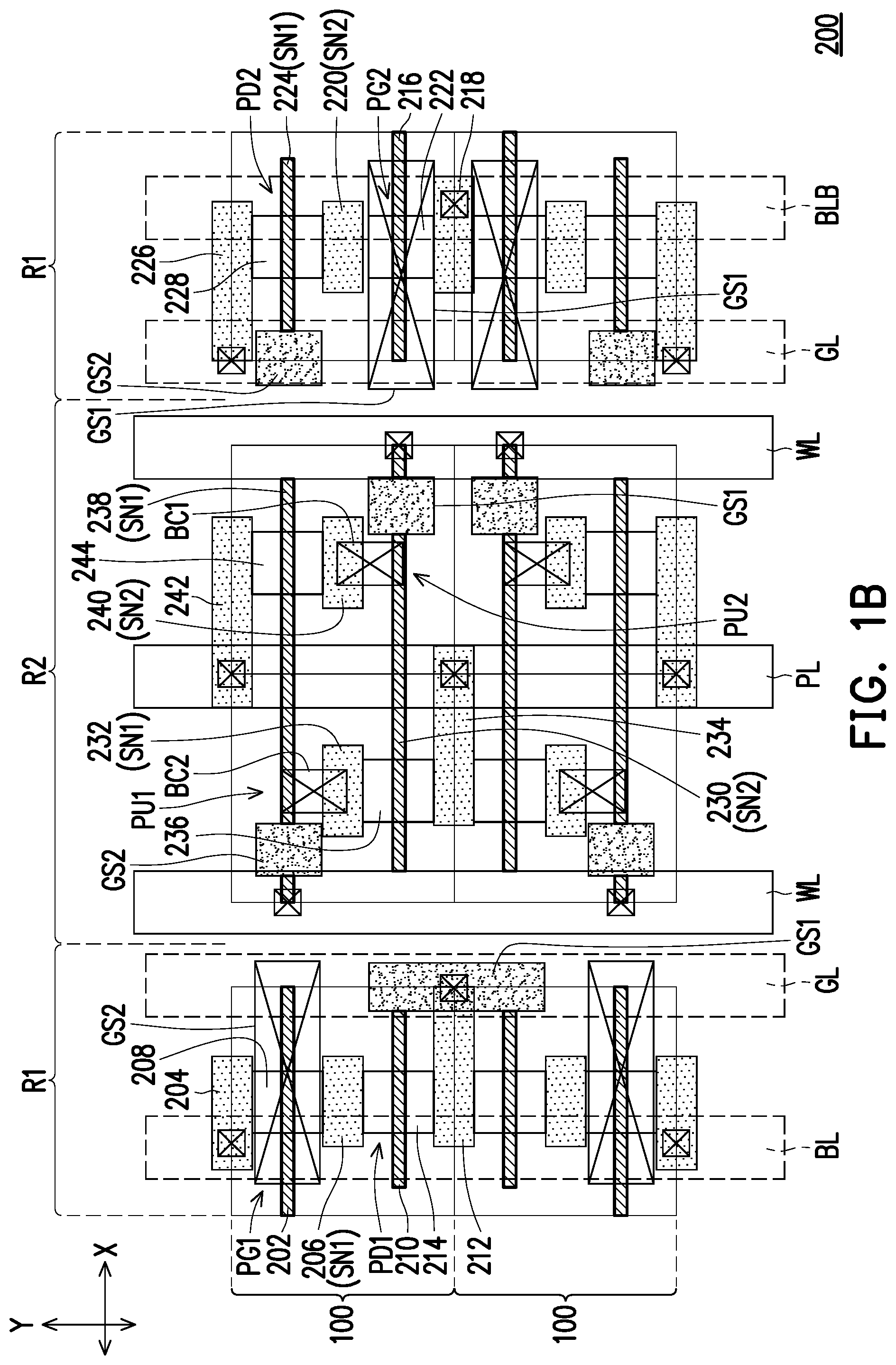 Patent US12101922 Figure 2 – Memory device and layout, manufacturing method of the same