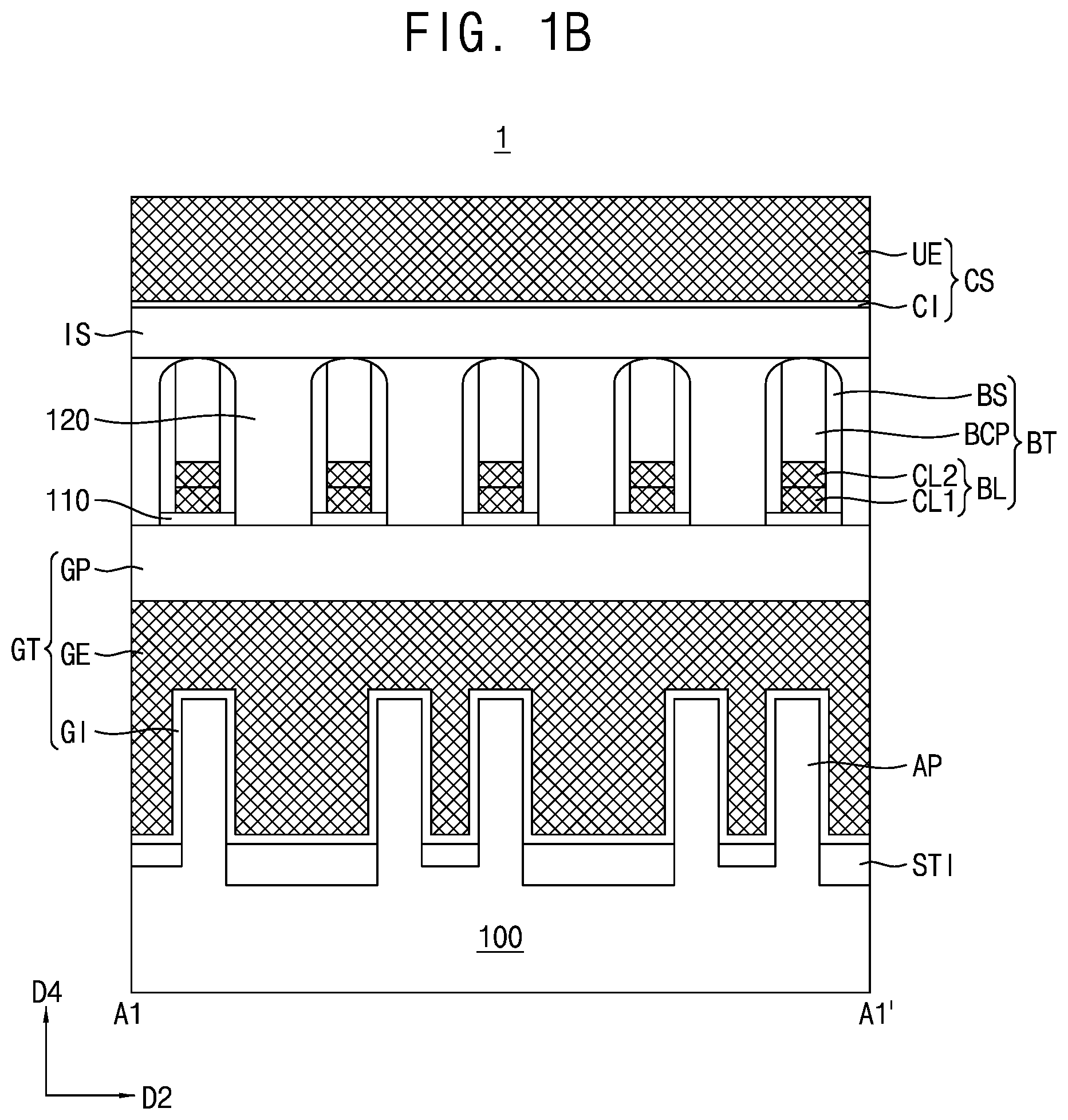 Patent US12101923 Figure 2 – Semiconductor device including gate structure having first portion and second portion and method for manufacturing the same