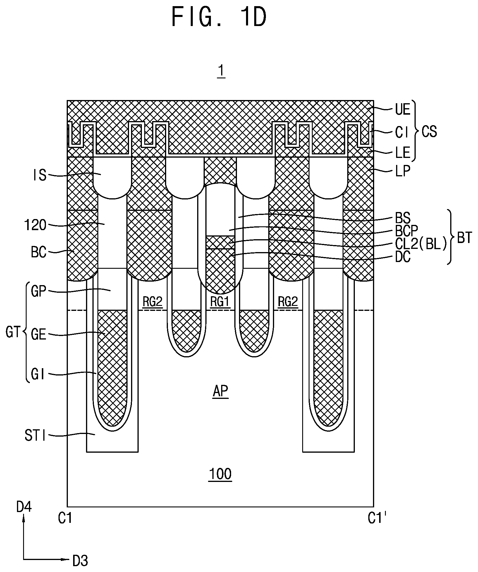 Patent US12101923 Figure 4 – Semiconductor device including gate structure having first portion and second portion and method for manufacturing the same