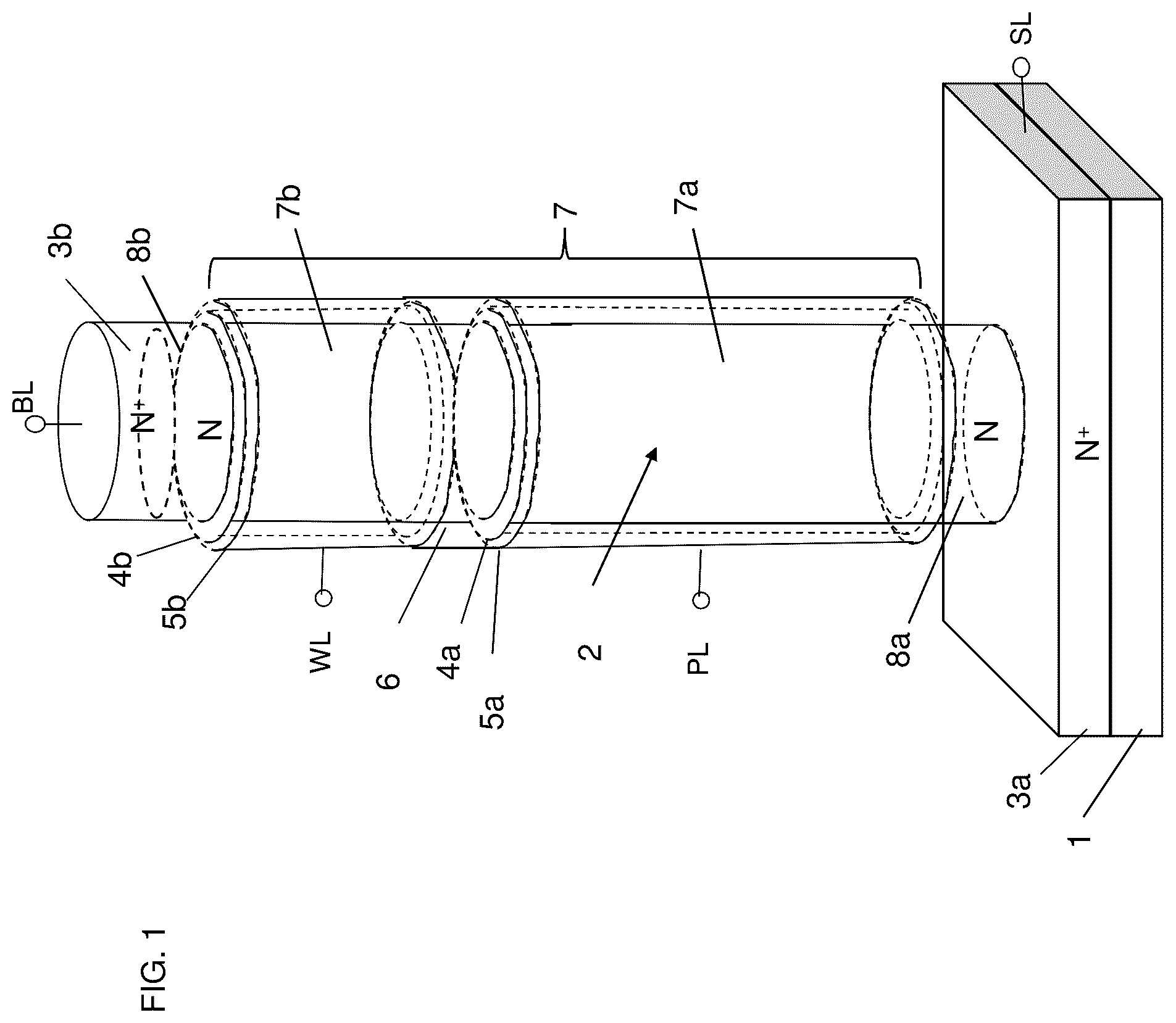 Patent US12101925 — Memory device using semiconductor elements — Figure 1