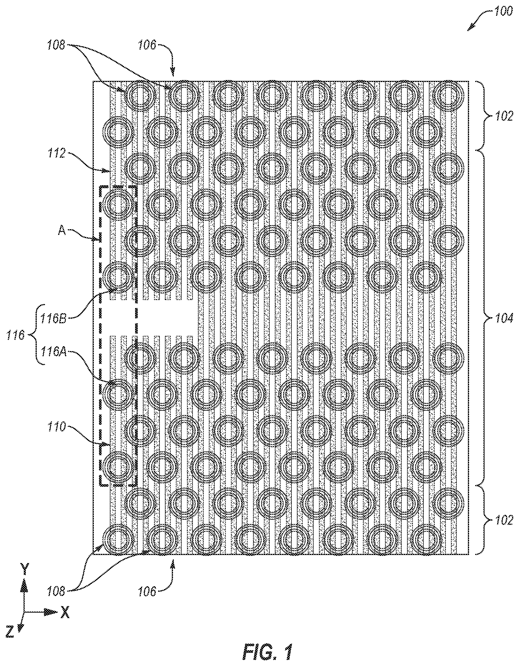 Patent US12101932 Figure 1 – Microelectronic devices, and related memory devices and electronic systems