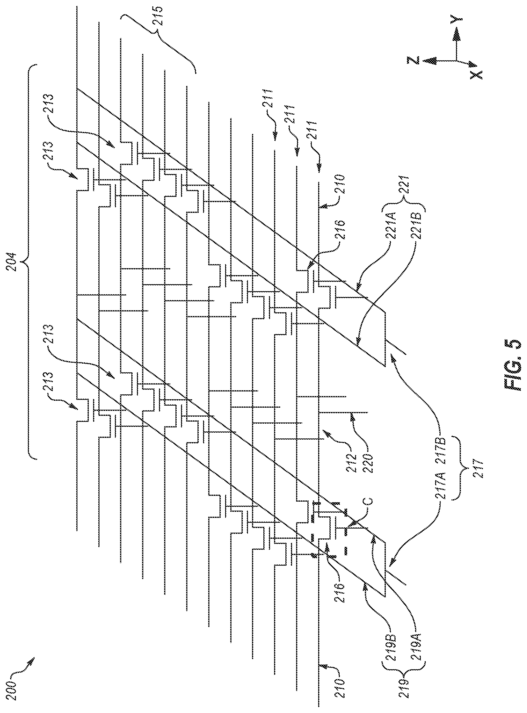Patent US12101932 Figure 5 – Microelectronic devices, and related memory devices and electronic systems