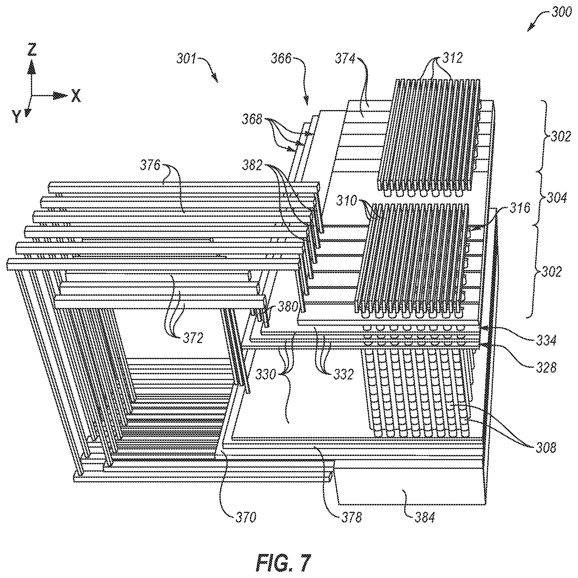 Patent US12101932 Figure 7 – Microelectronic devices, and related memory devices and electronic systems