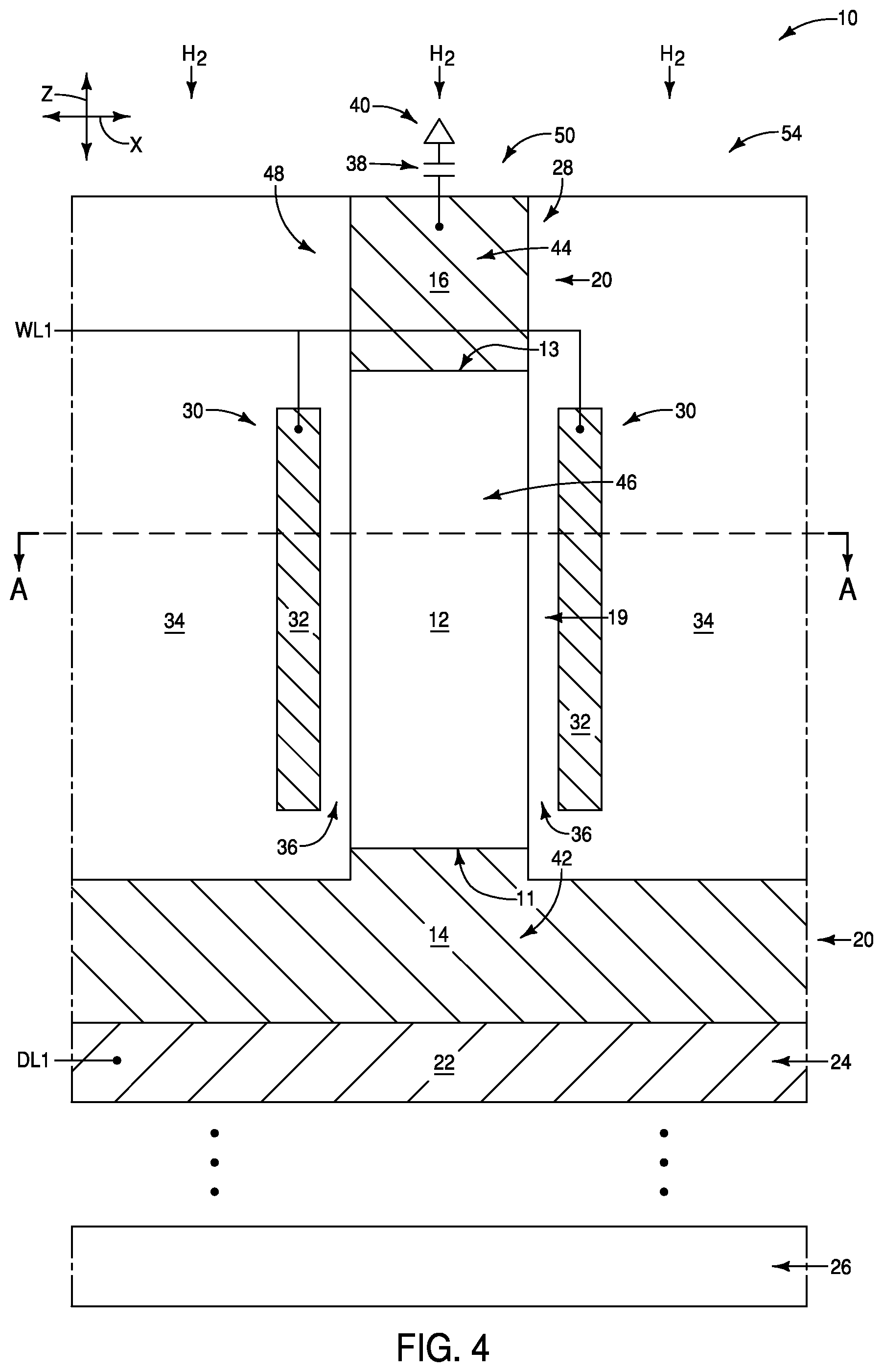 Patent US12101946 Figure 4 – Integrated assemblies comprising hydrogen diffused within two or more different semiconductor materials, and methods of forming integrated assemblies