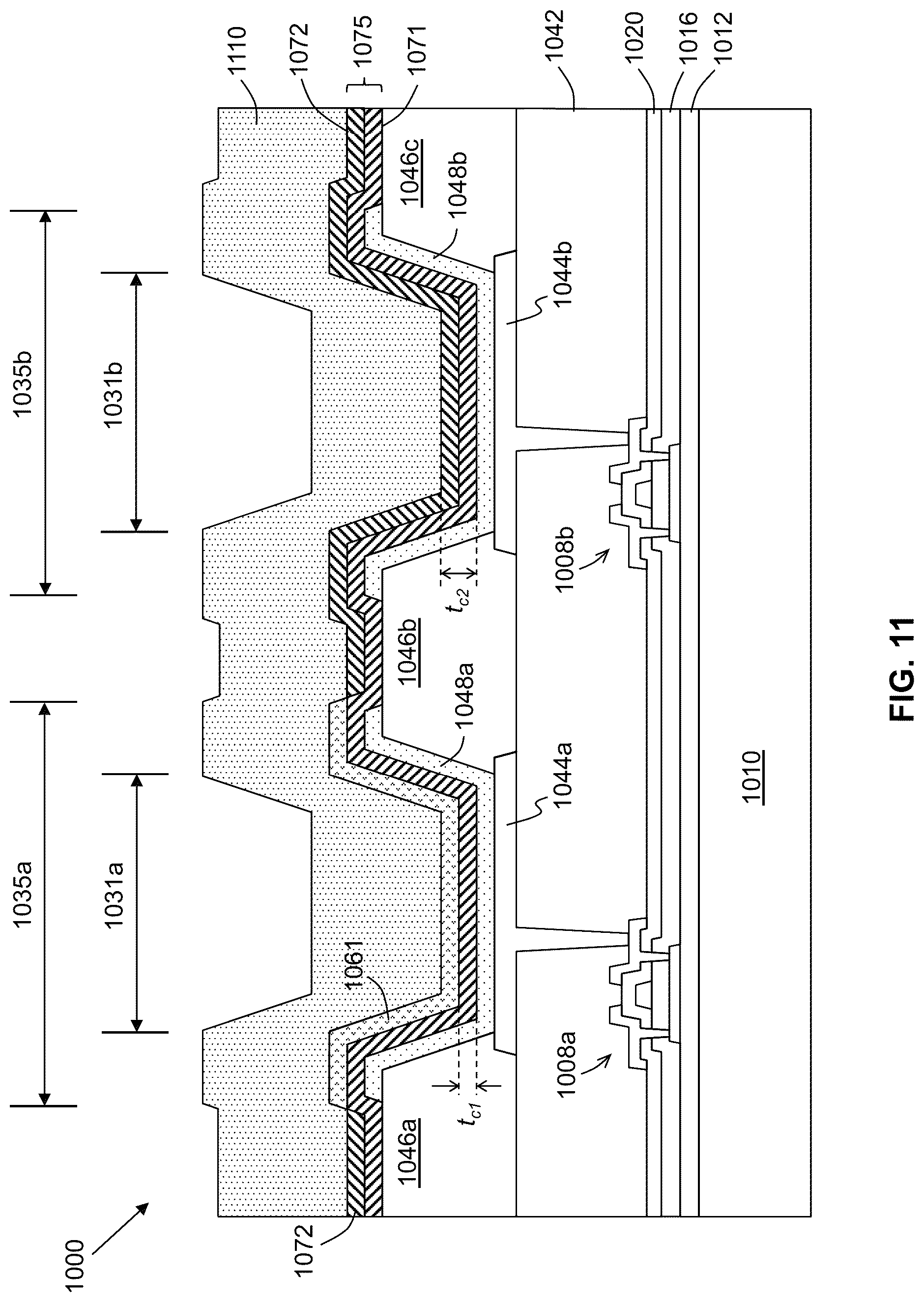 Patent US12101954 Figure 15 – Device including a conductive coating disposed over emissive regions and method therefore