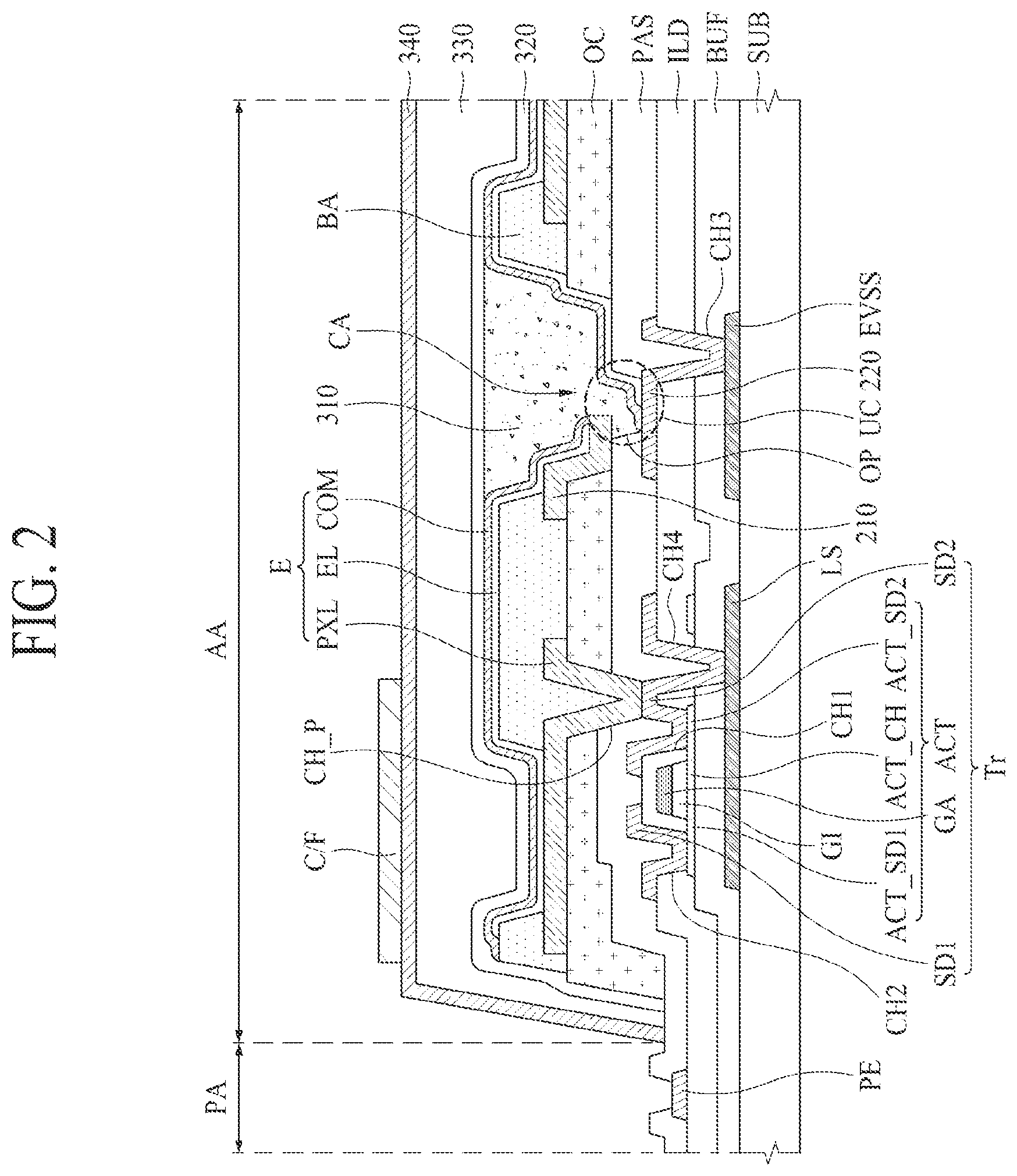 Patent US12101955 Figure 2 – Light emitting display device