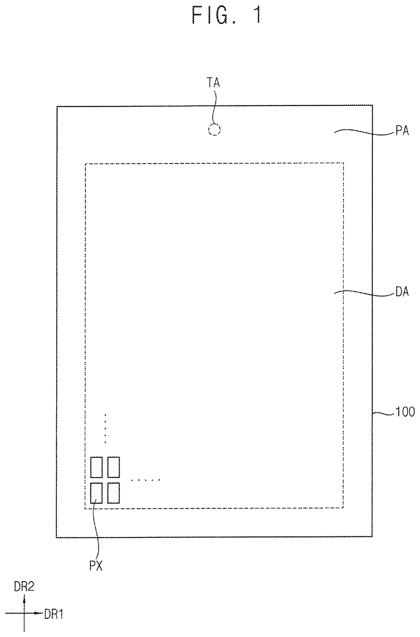 Patent US12101961 — Display device having thin-film encapsulation layer located at a first dam and manufacturing method therefor — Figure 1