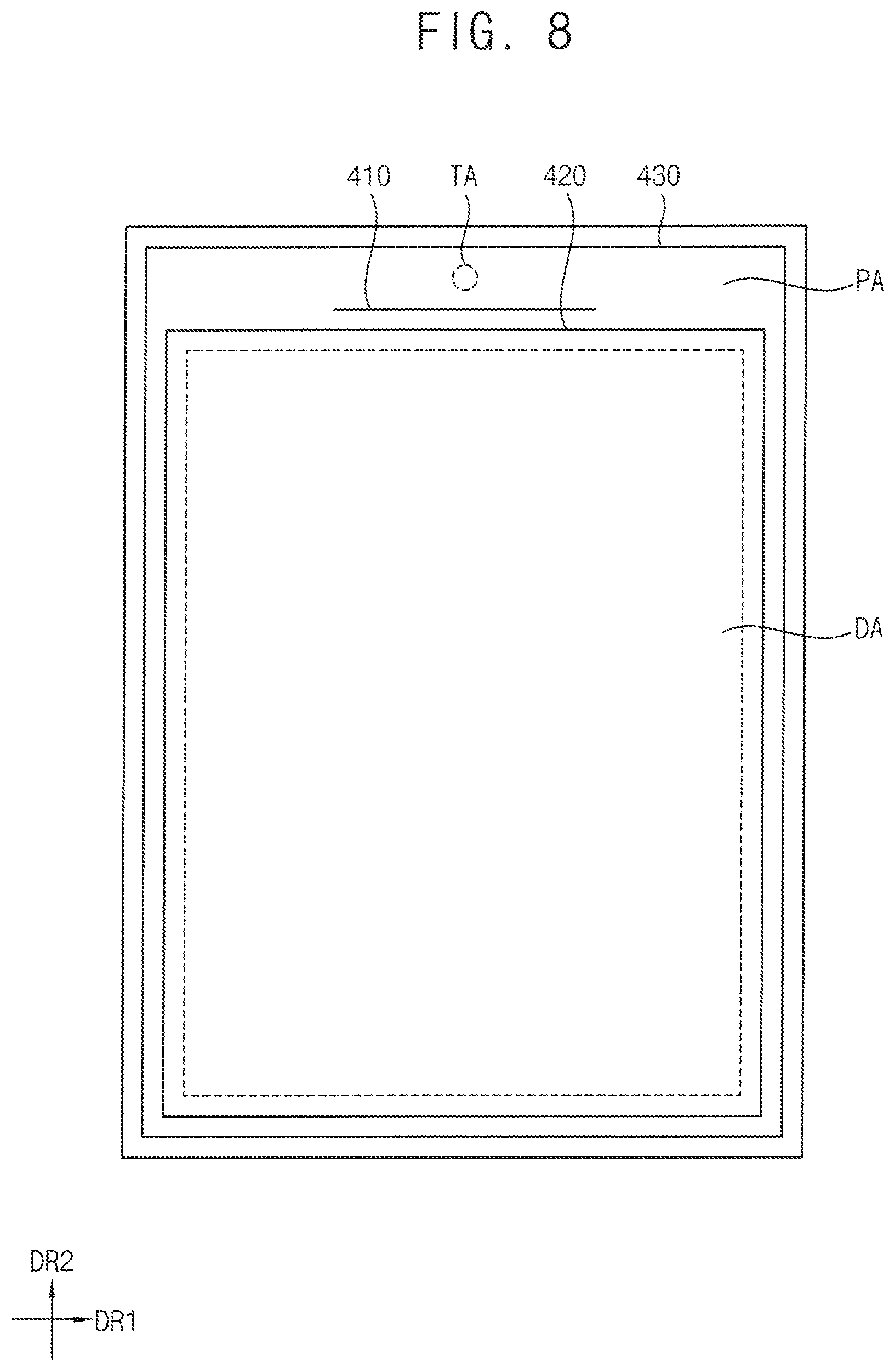 Patent US12101961 Figure 8 – Display device having thin-film encapsulation layer located at a first dam and manufacturing method therefor