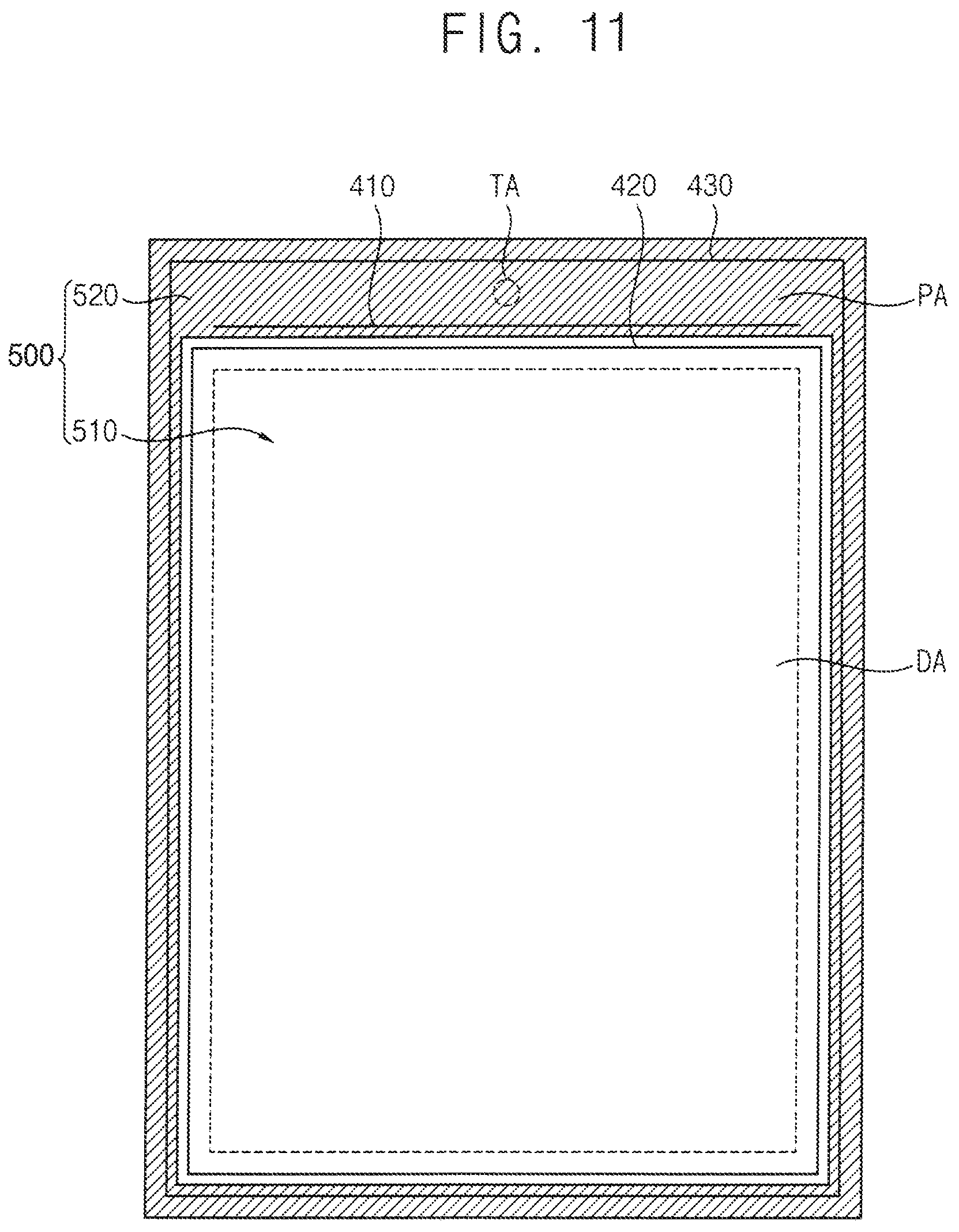 Patent US12101961 Figure 11 – Display device having thin-film encapsulation layer located at a first dam and manufacturing method therefor
