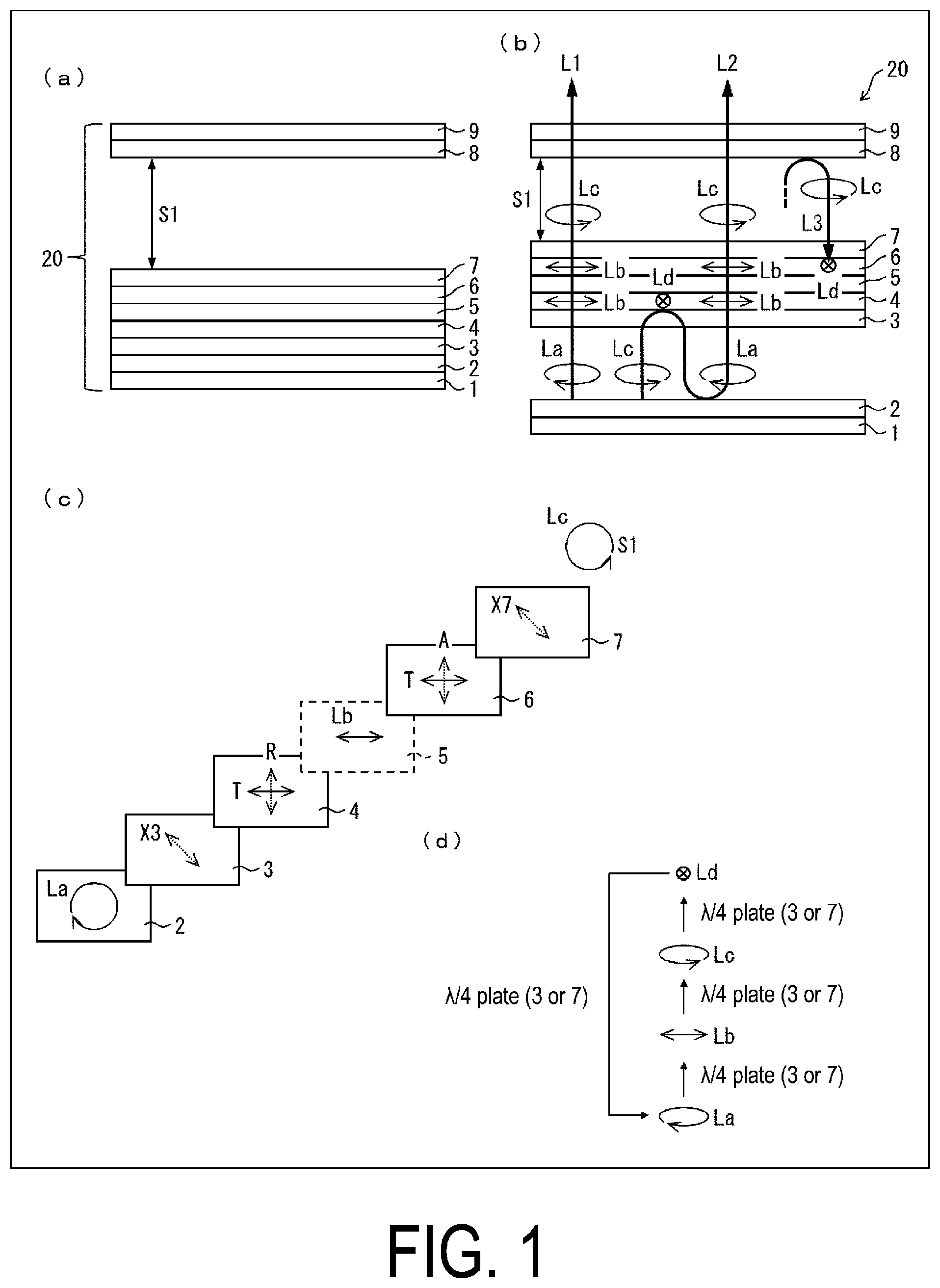 Patent US12101963 Figure 1 – Display device including reflective and absorbing polarizers