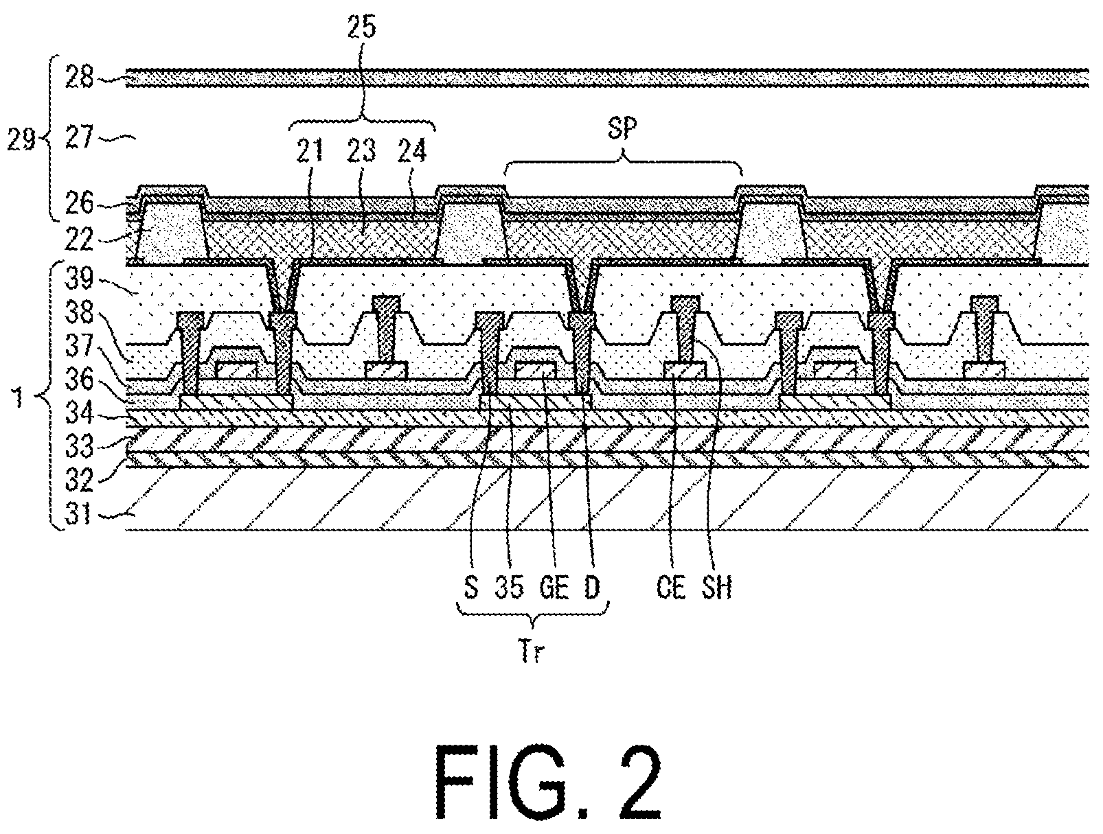 Patent US12101963 Figure 2 – Display device including reflective and absorbing polarizers