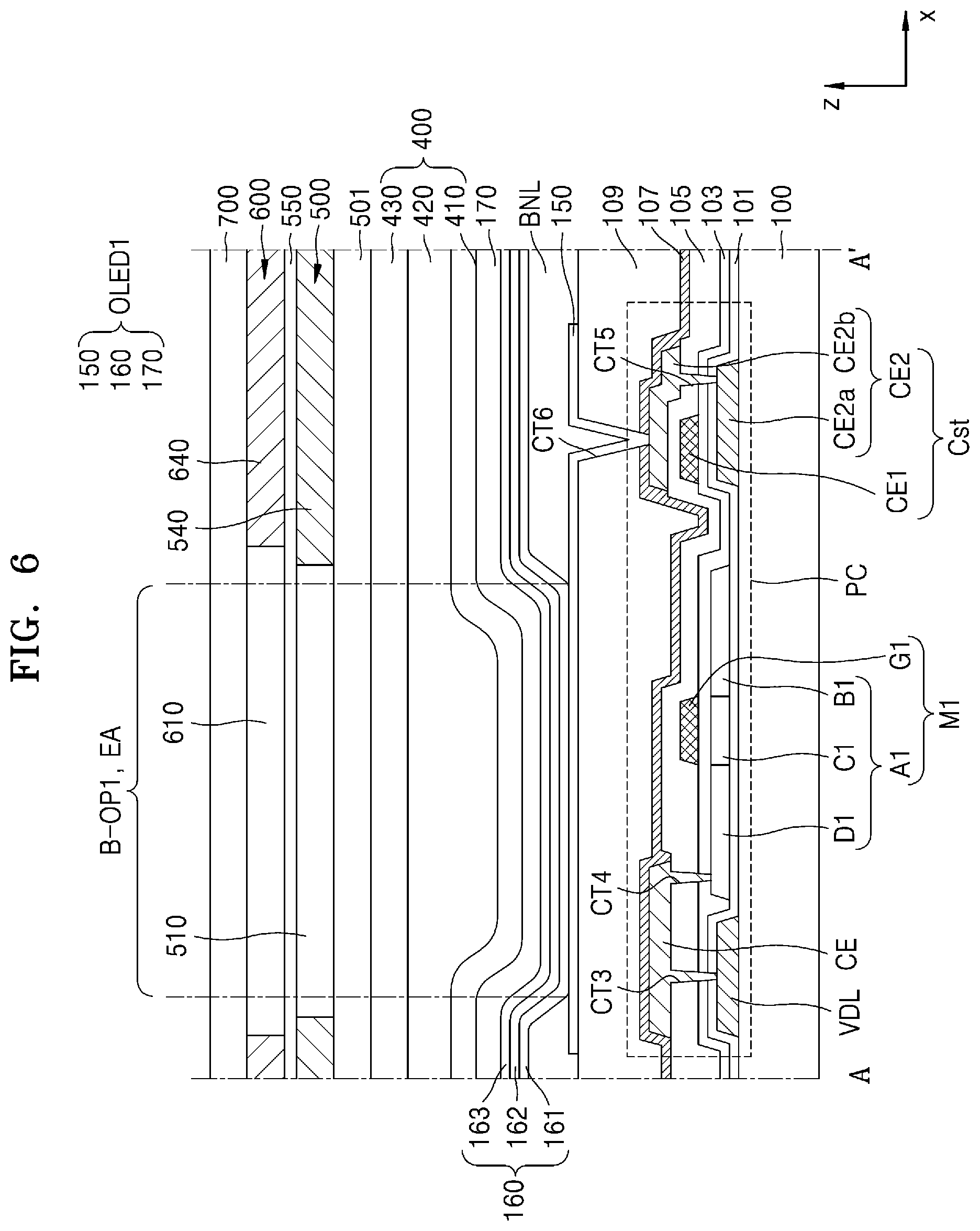Patent US12101969 Figure 6 – Display device and method of manufacturing the same