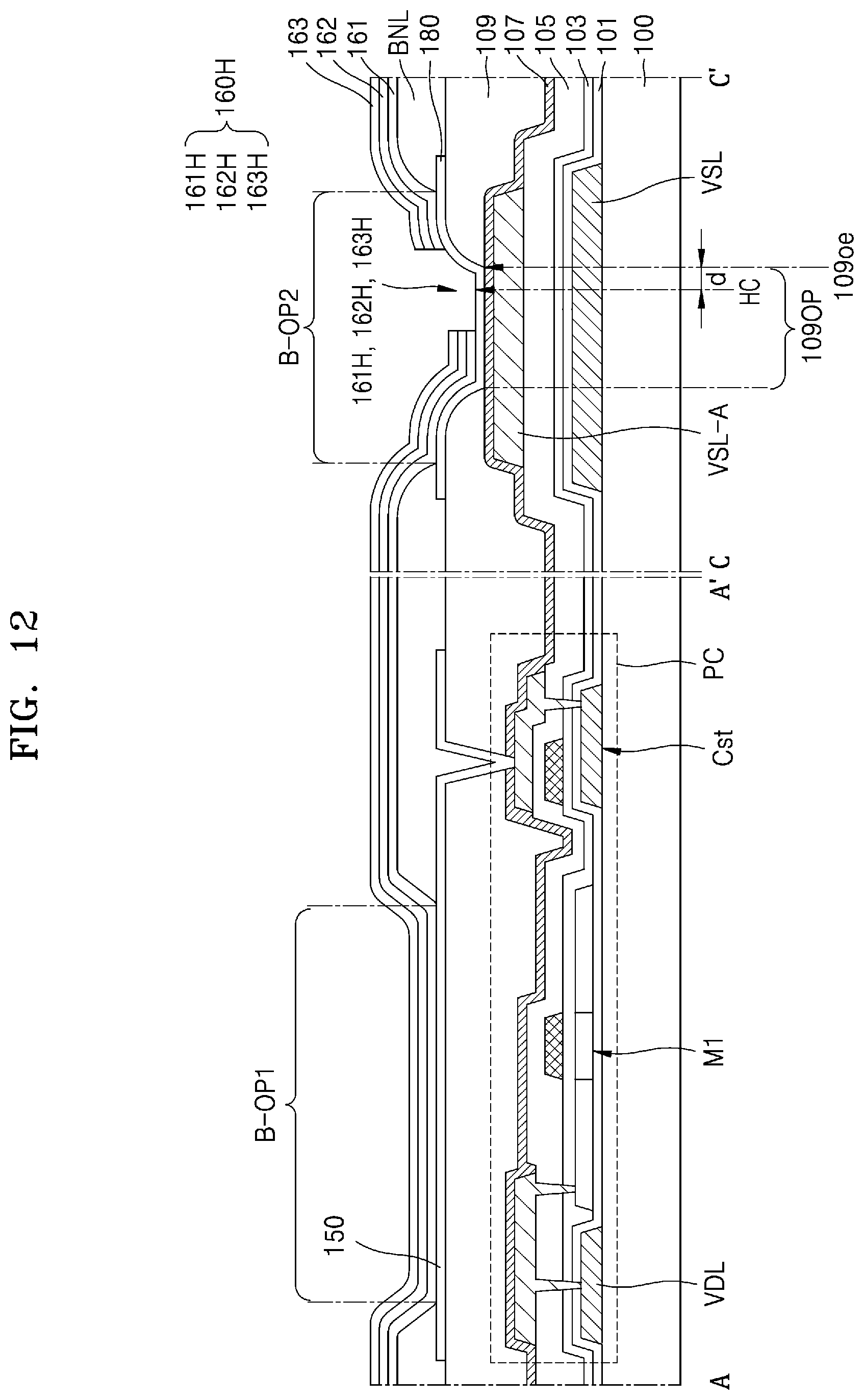 Patent US12101969 Figure 12 – Display device and method of manufacturing the same