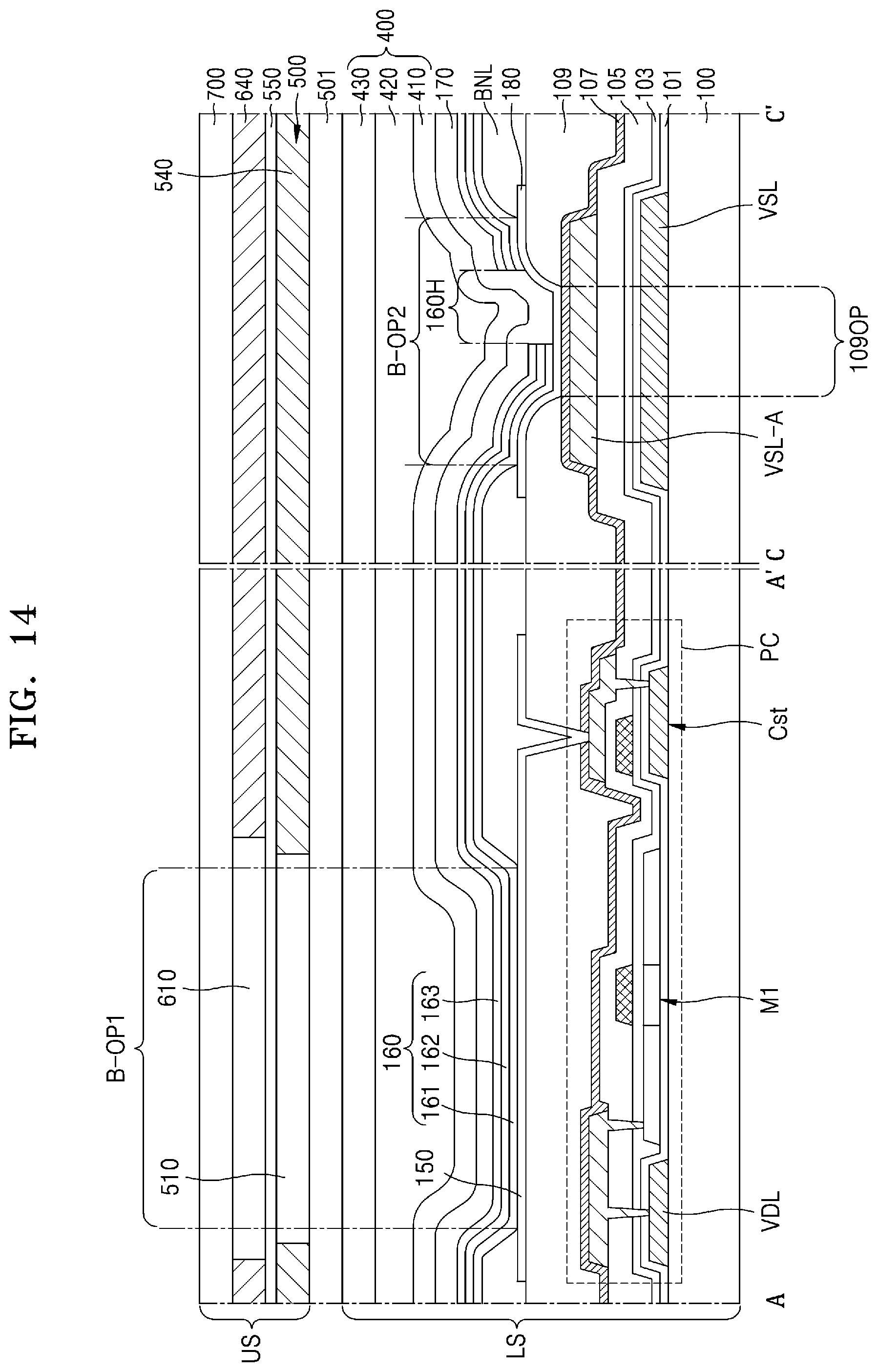 Patent US12101969 Figure 14 – Display device and method of manufacturing the same