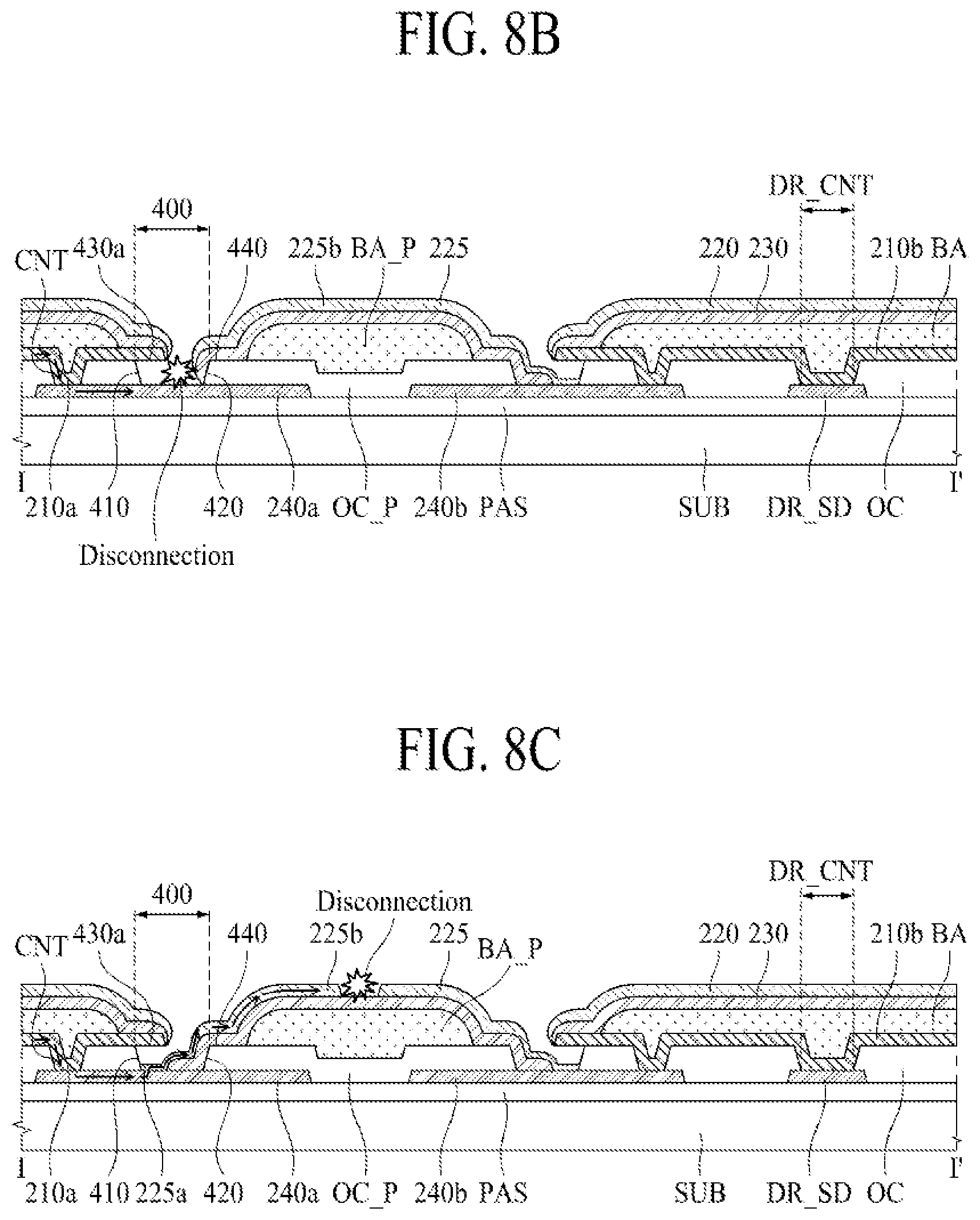 Patent US12101970 Figure 5 – Light emitting display device having repair structure