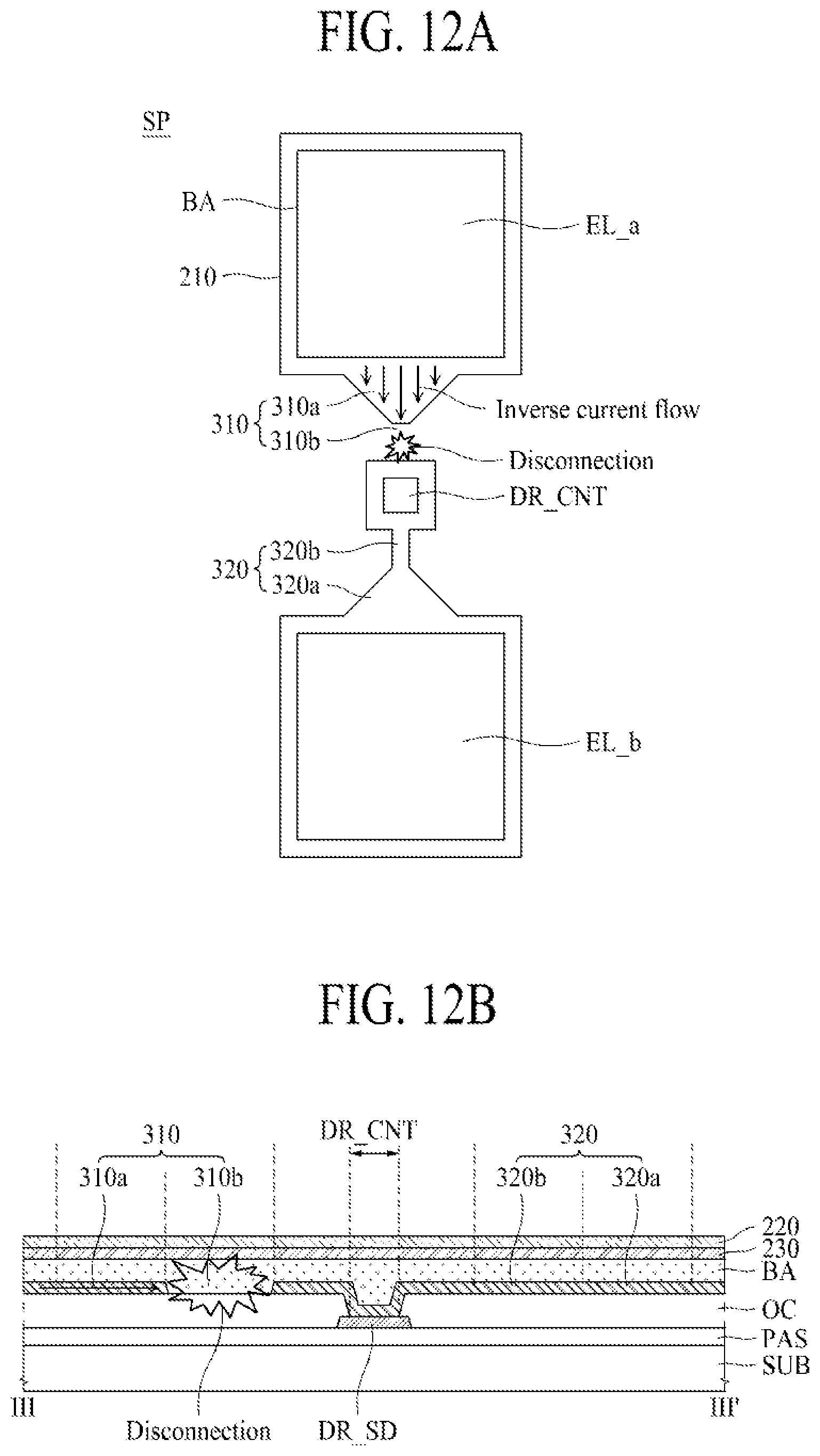 Patent US12101970 Figure 8 – Light emitting display device having repair structure