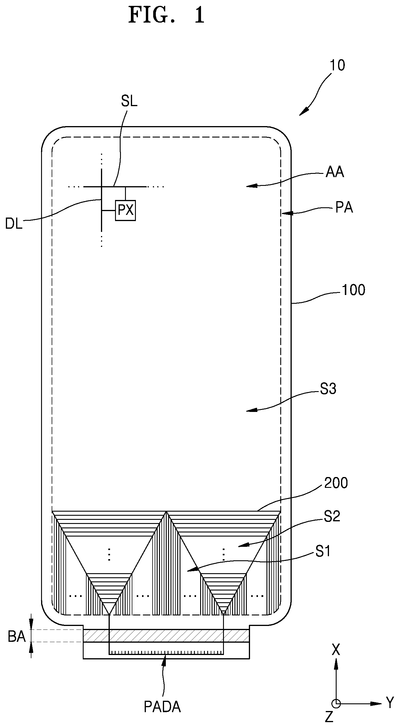 Patent US12101977 Figure 1 – Display apparatus including connection wires having branches and manufacturing method thereof