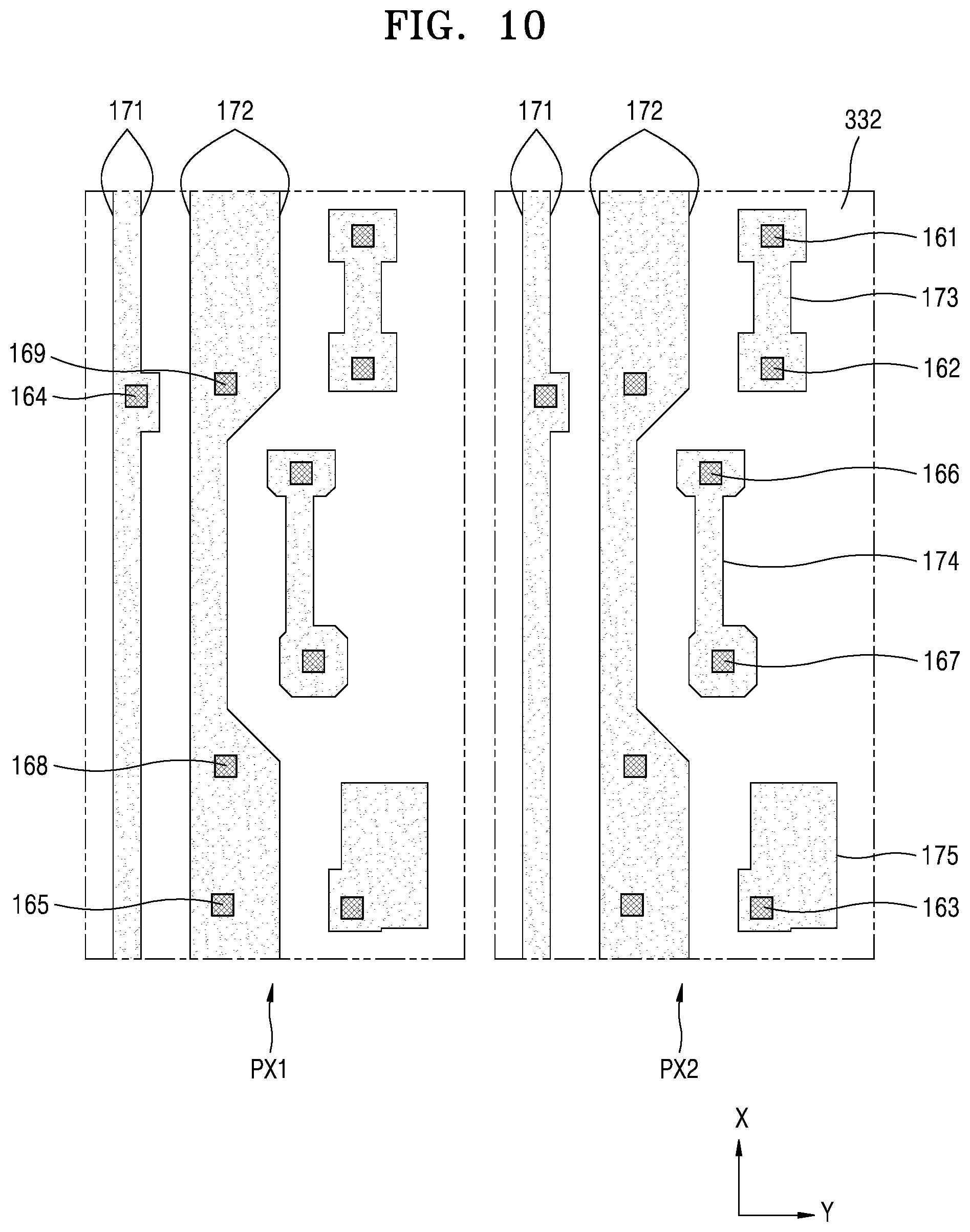 Patent US12101977 Figure 10 – Display apparatus including connection wires having branches and manufacturing method thereof