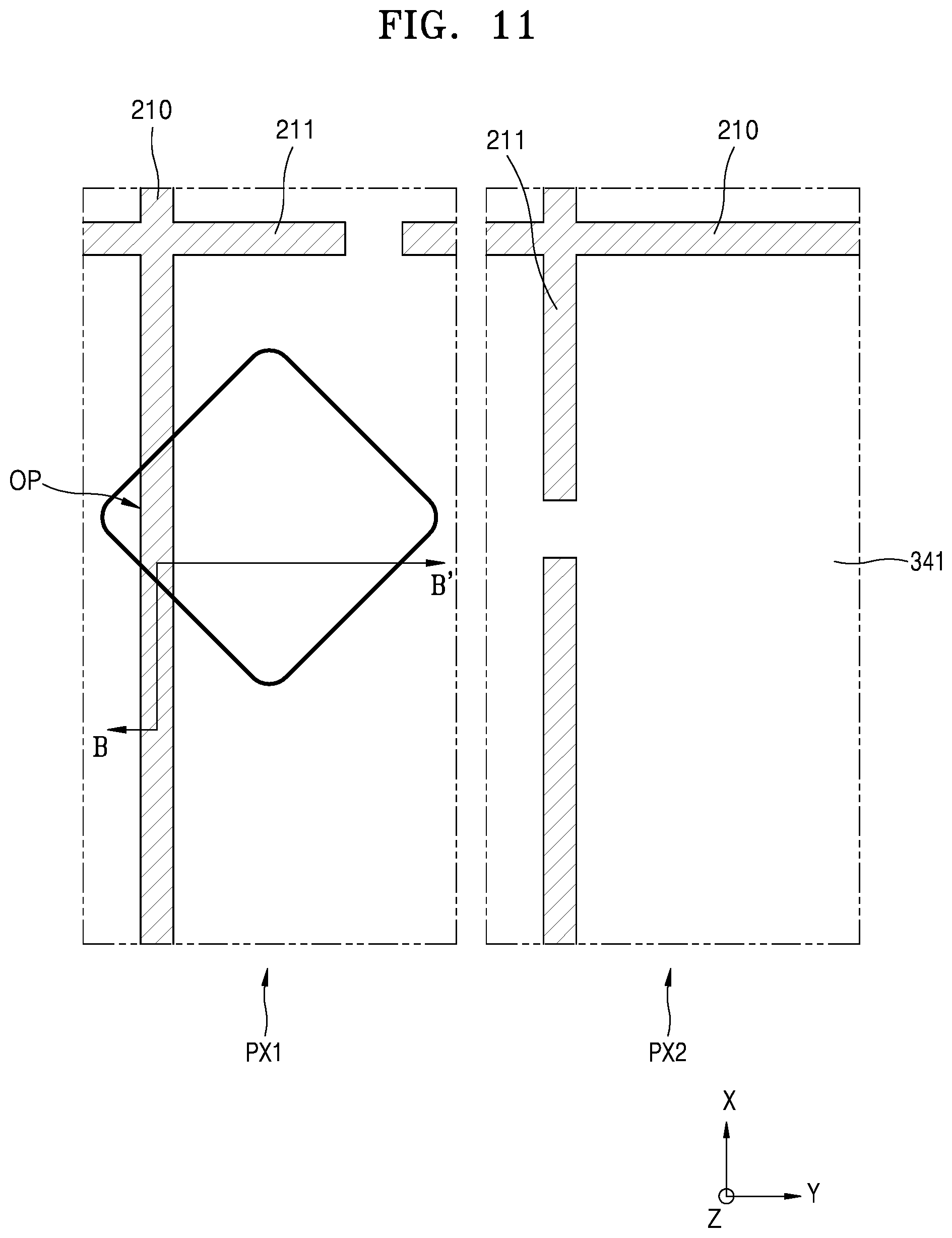 Patent US12101977 Figure 11 – Display apparatus including connection wires having branches and manufacturing method thereof