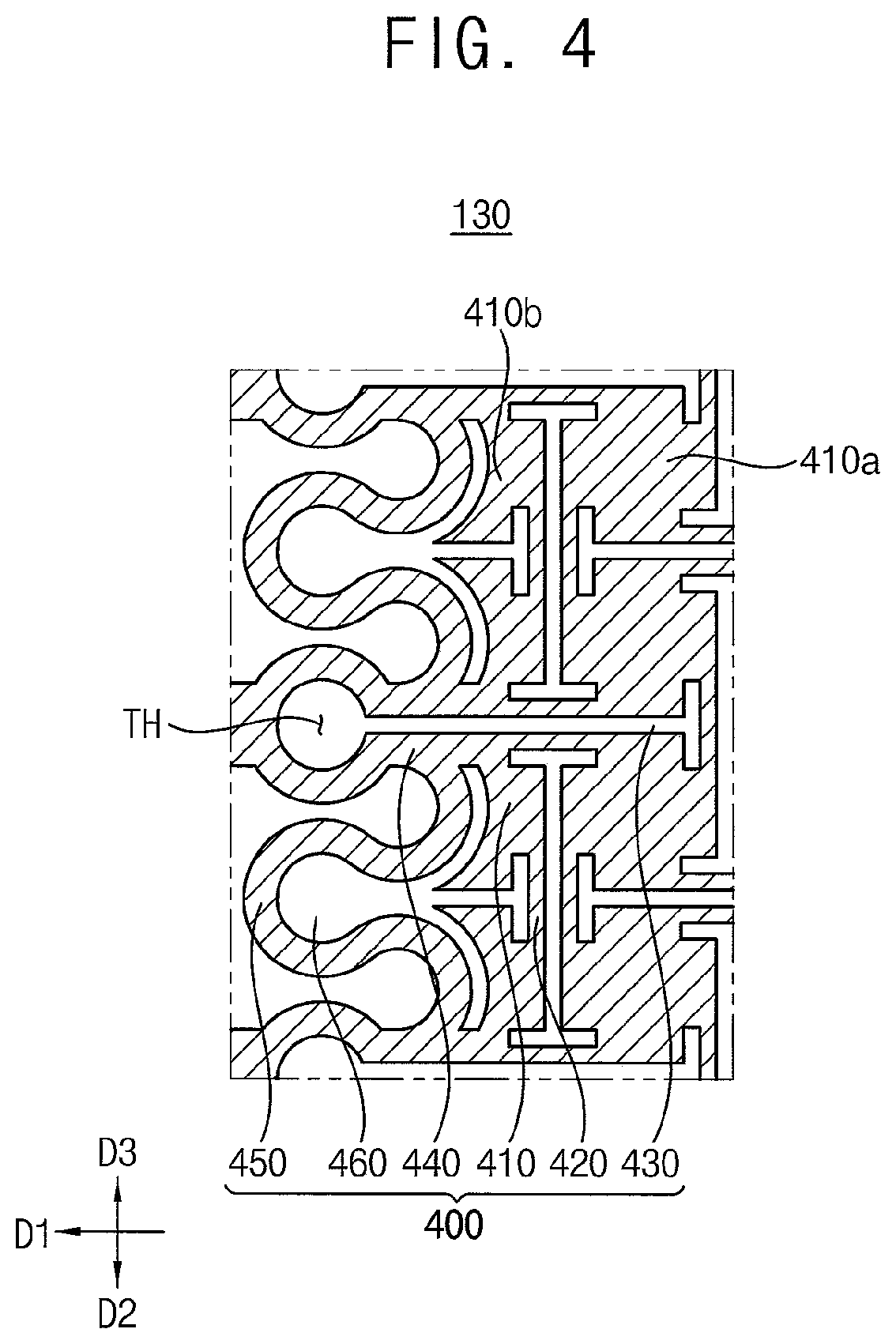 Patent US12101989 Figure 4 – Stretchable display device