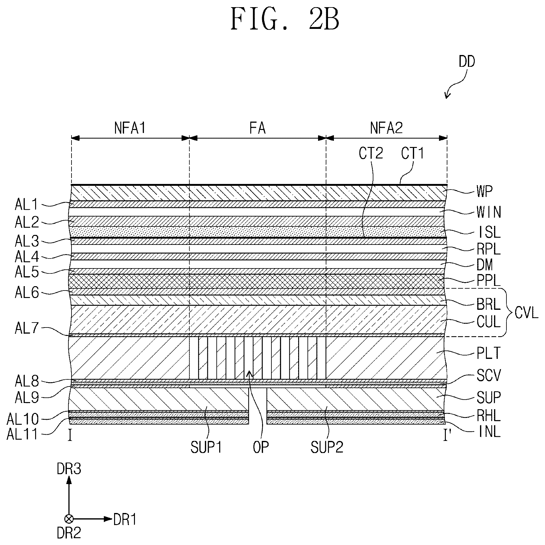 Patent US12101990 Figure 3 – Display device including bending protection and anti-reflection layers