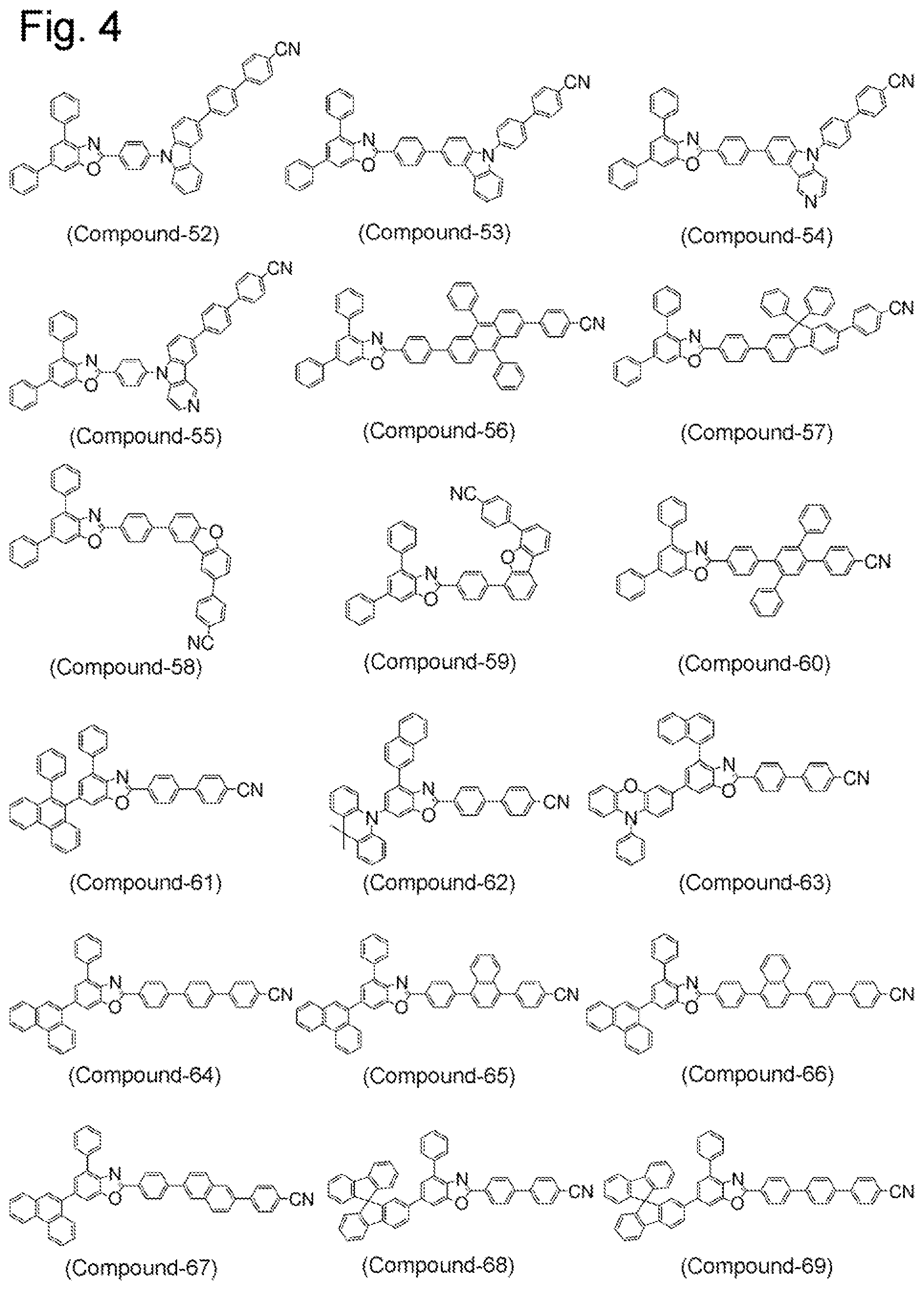 Patent US12102002 Figure 4 – Compound having benzazole ring structure, and organic electroluminescent device
