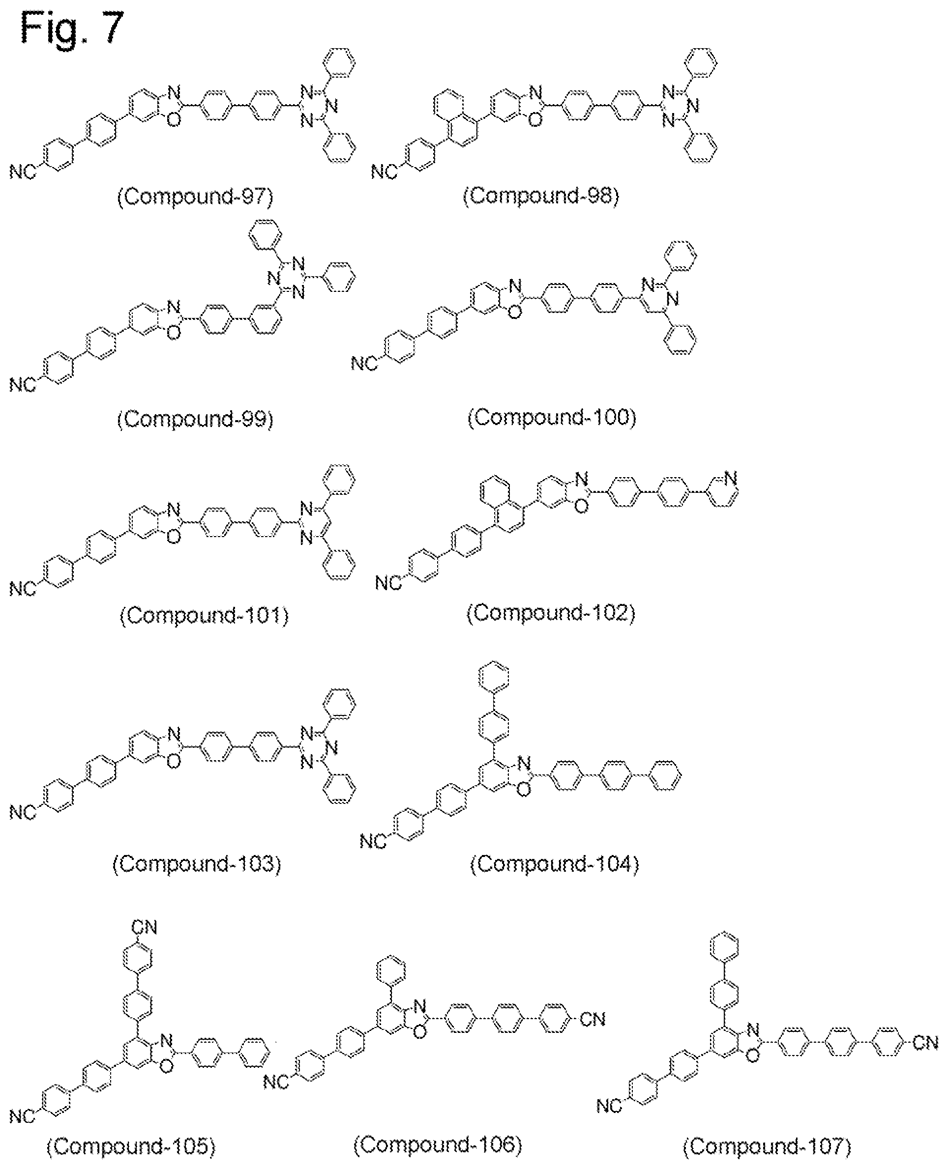 Patent US12102002 Figure 7 – Compound having benzazole ring structure, and organic electroluminescent device