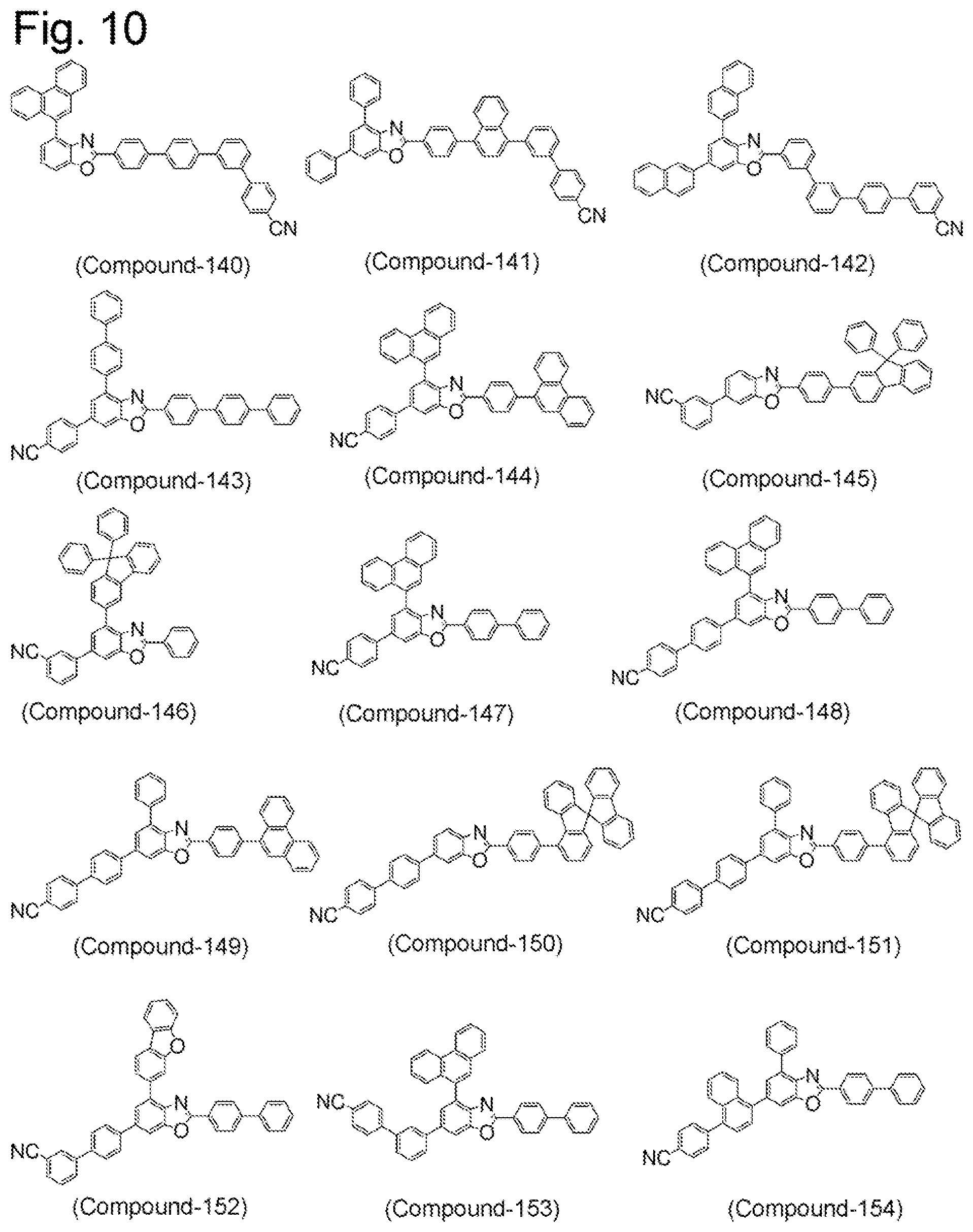 Patent US12102002 Figure 10 – Compound having benzazole ring structure, and organic electroluminescent device