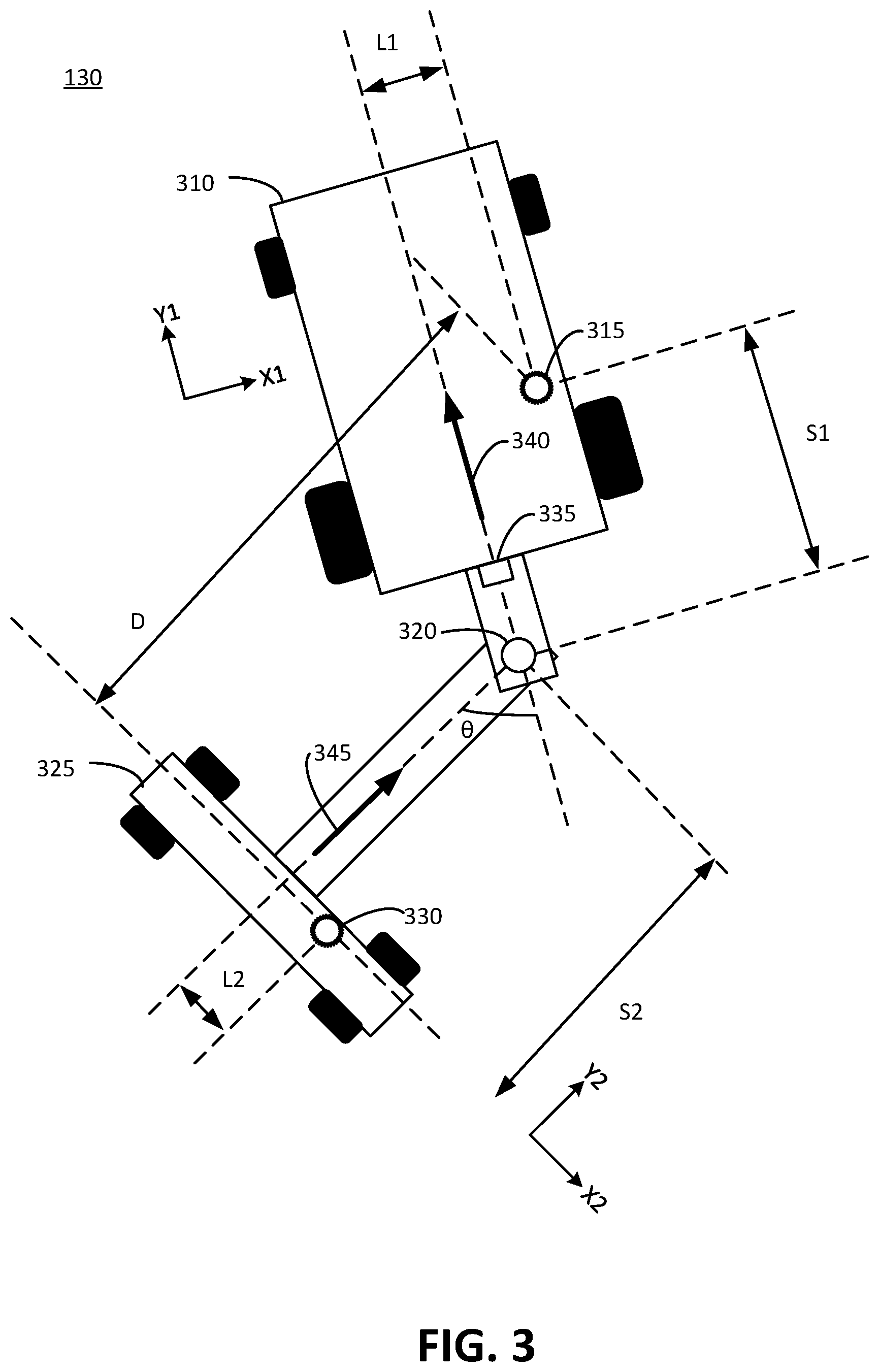 Patent US12102024 Figure 3 – Determining vehicle heading and implement heading of low speed farming machine