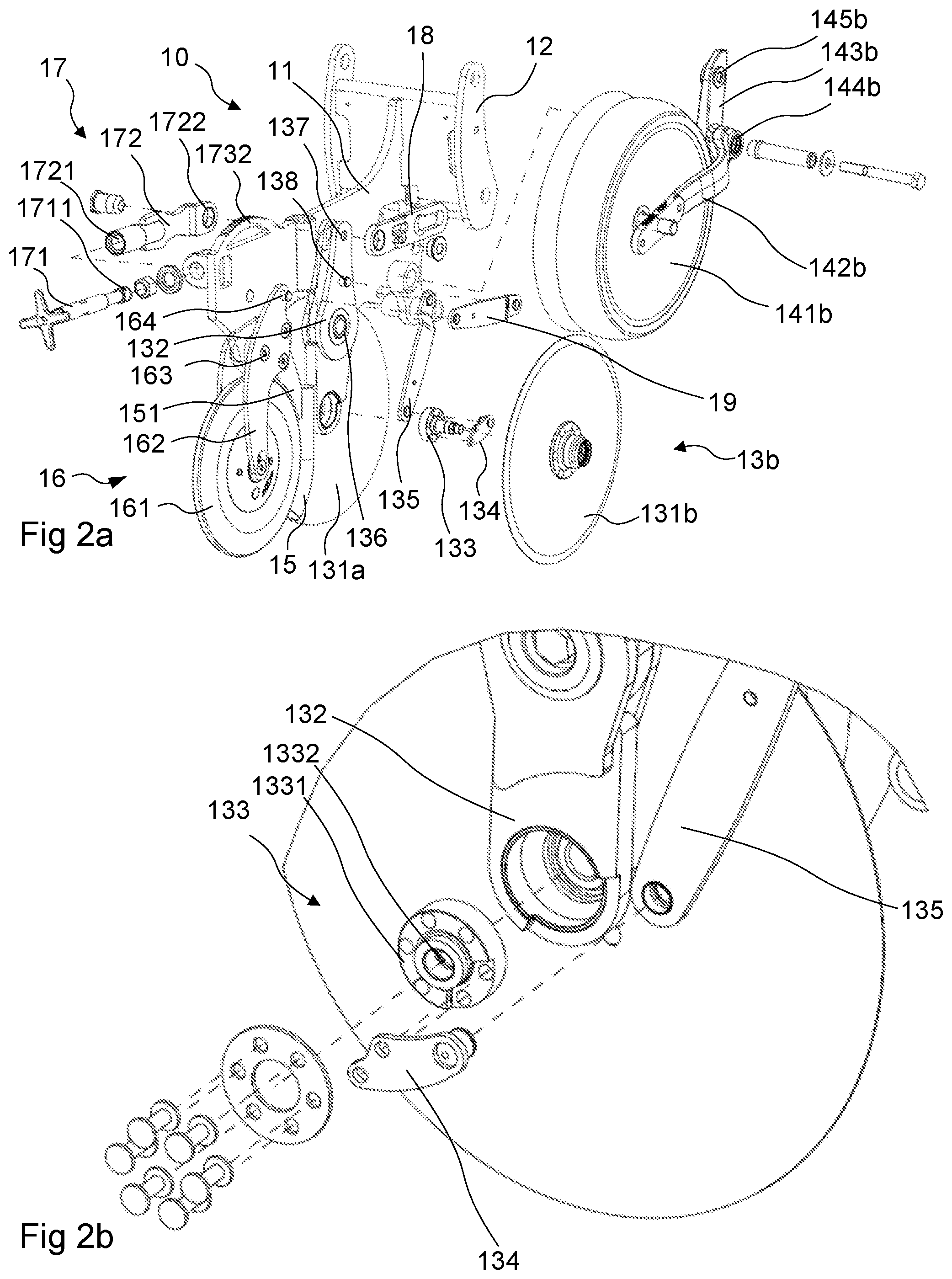 Patent US12102028 Figure 2 – Row unit for agricultural implement, agricultural implement comprising such row unit and method of setting drilling depth