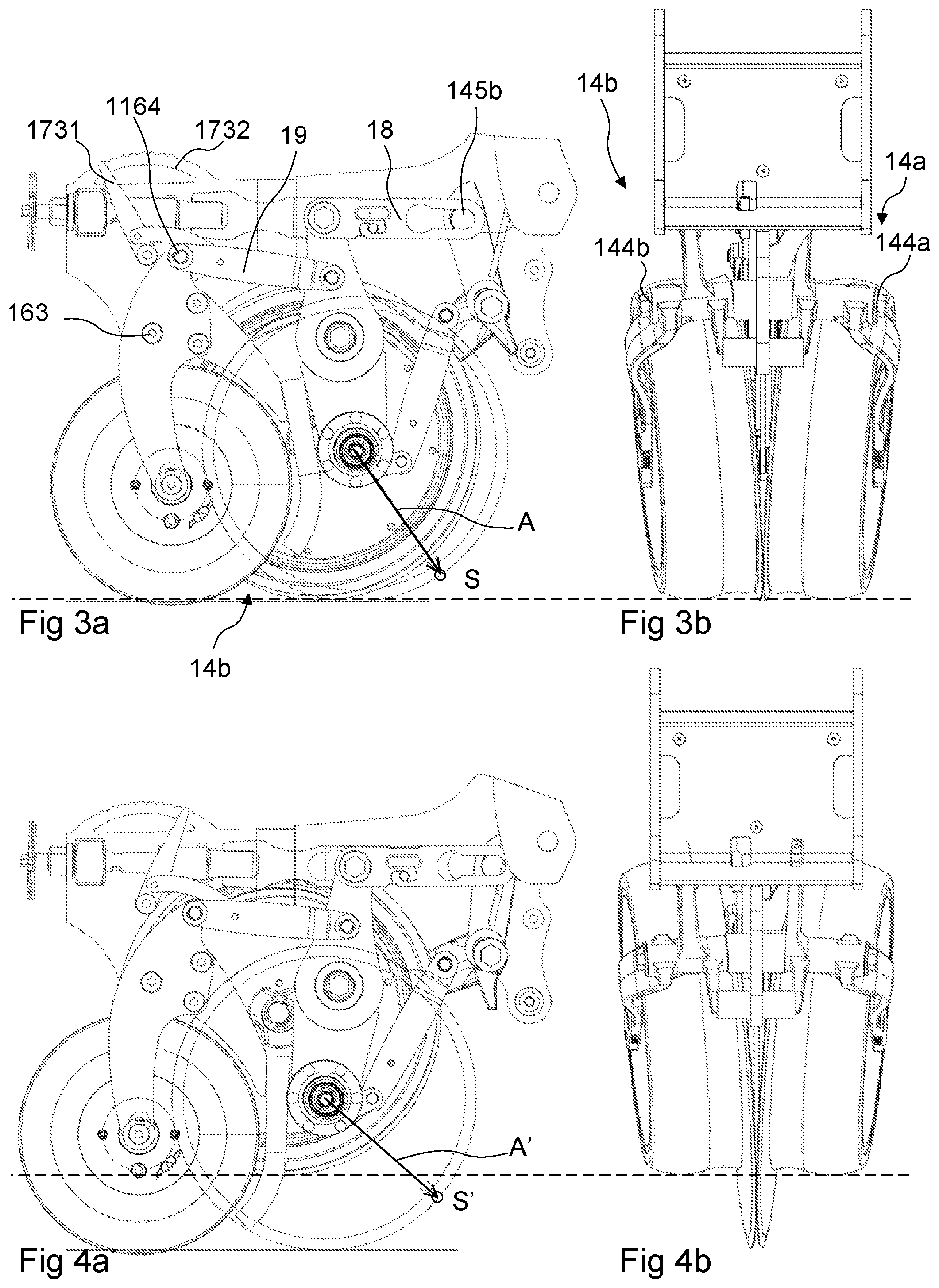 Patent US12102028 Figure 3 – Row unit for agricultural implement, agricultural implement comprising such row unit and method of setting drilling depth