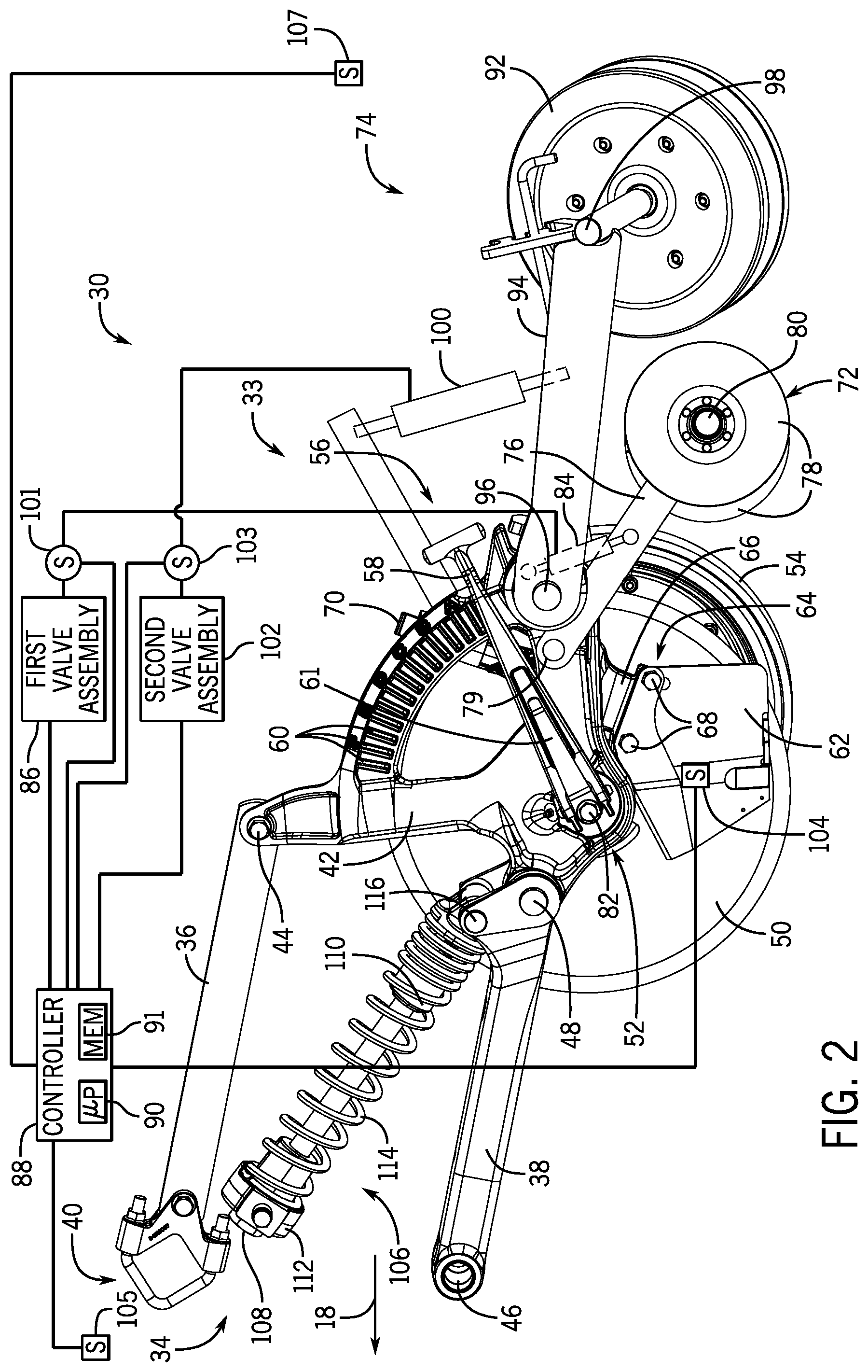 Patent US12102030 Figure 2 – Seeder row unit having a closing system