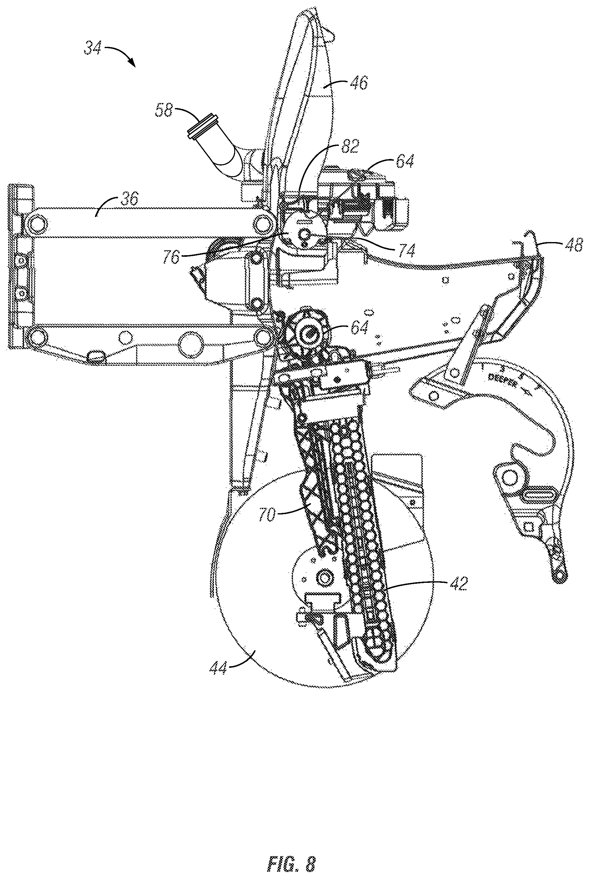 Patent US12102032 Figure 8 – Mount for agricultural implement