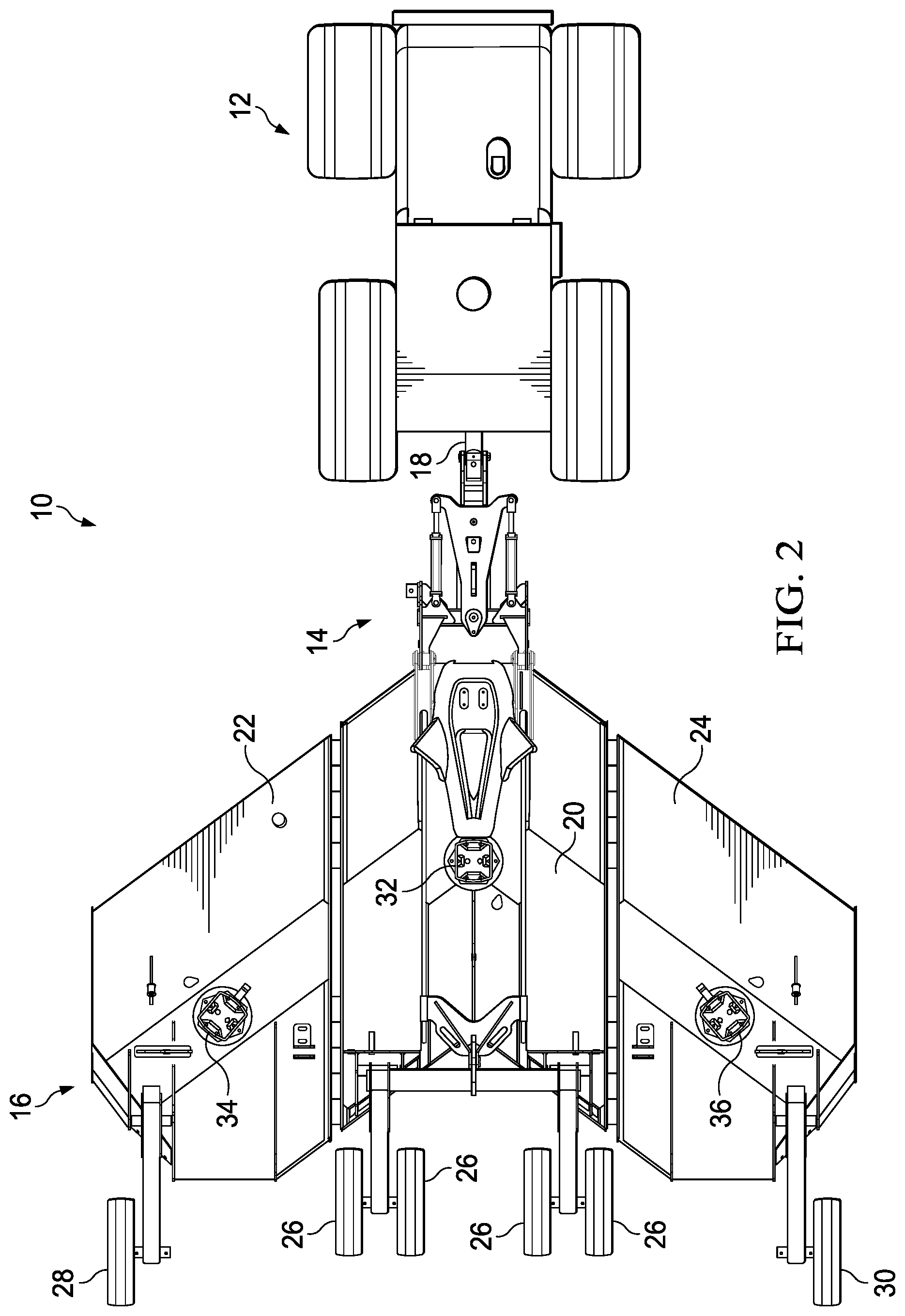 Patent US12102039 Figure 2 – Variable offset hitch and related work machines