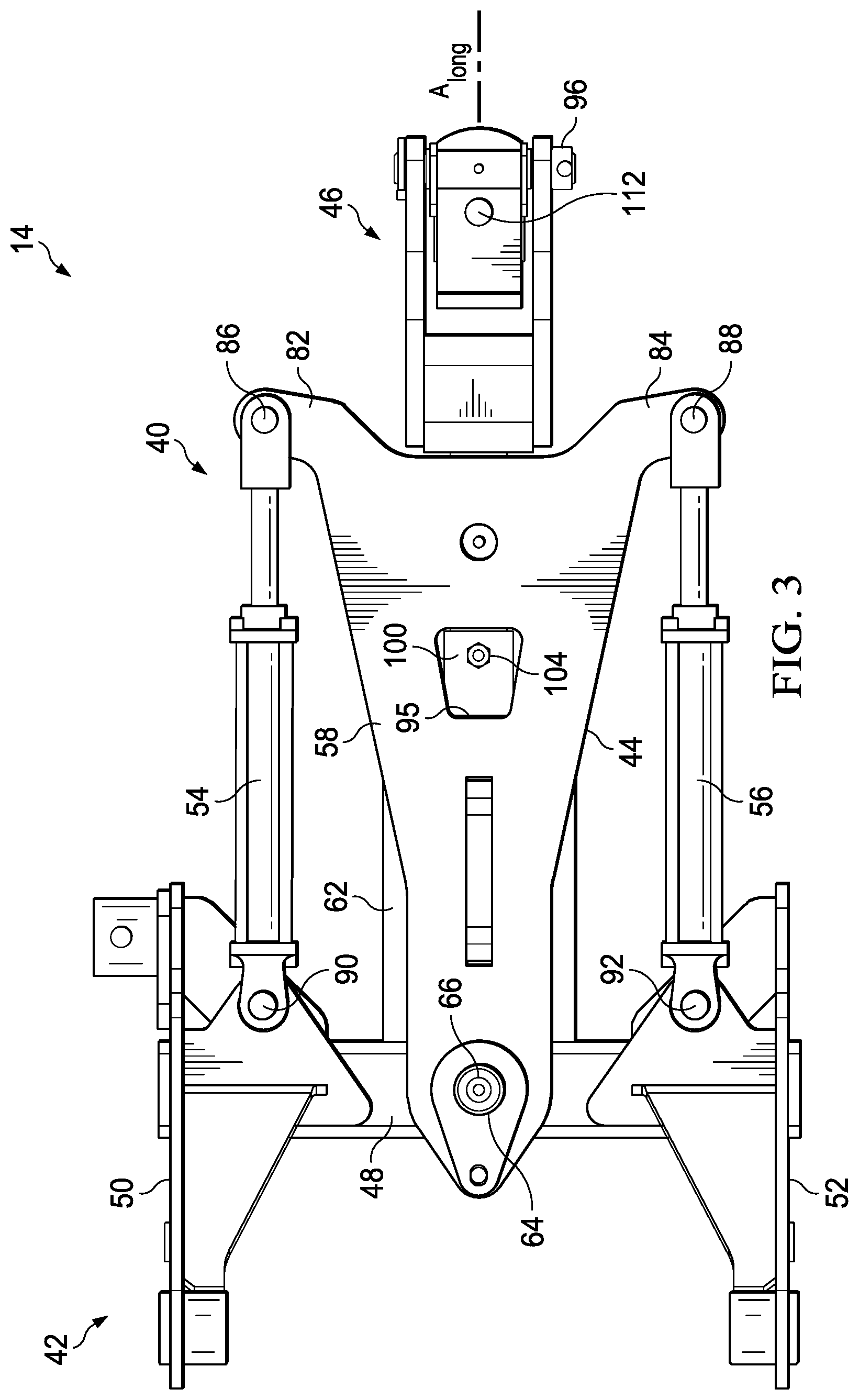 Patent US12102039 Figure 3 – Variable offset hitch and related work machines
