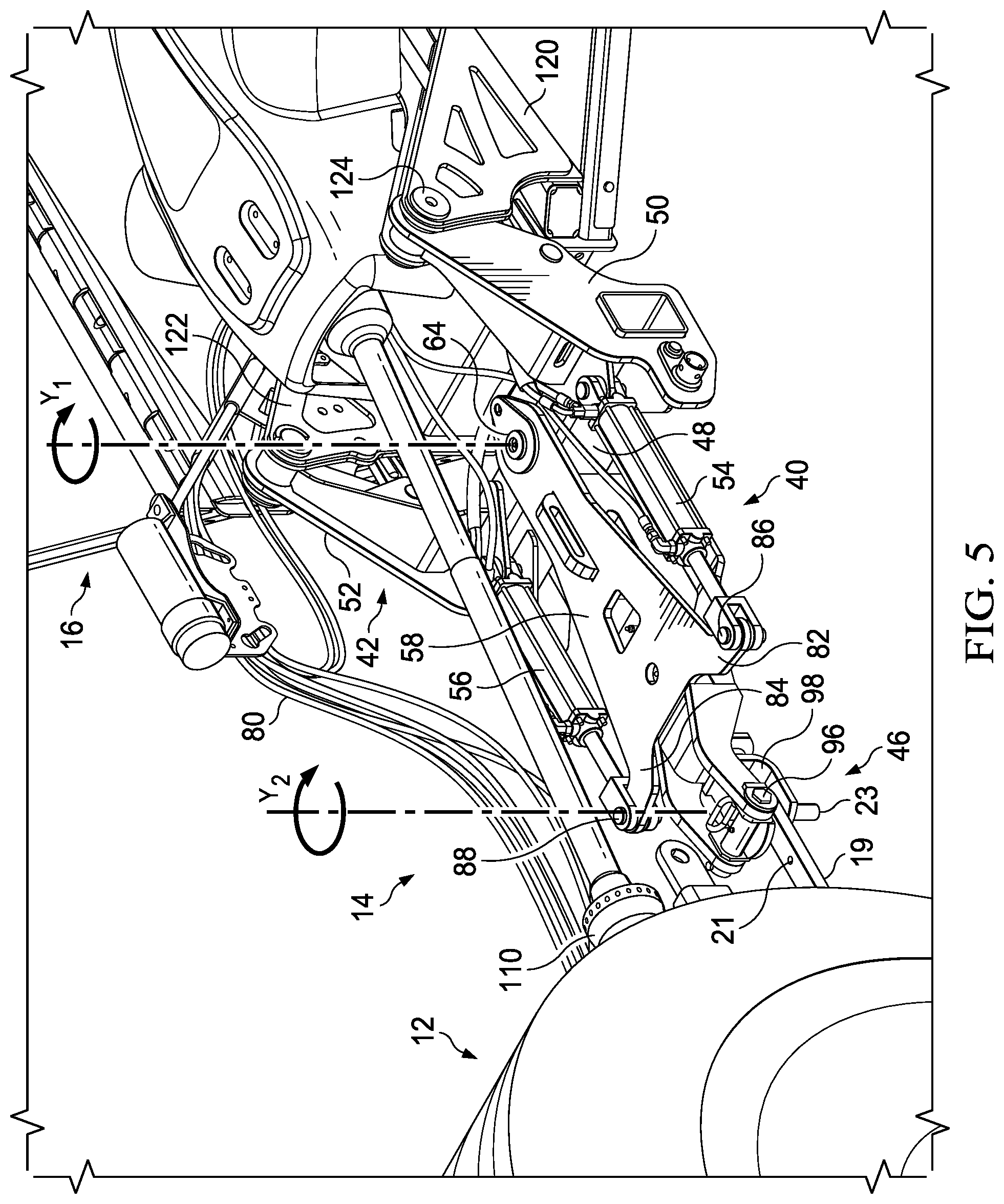 Patent US12102039 Figure 5 – Variable offset hitch and related work machines