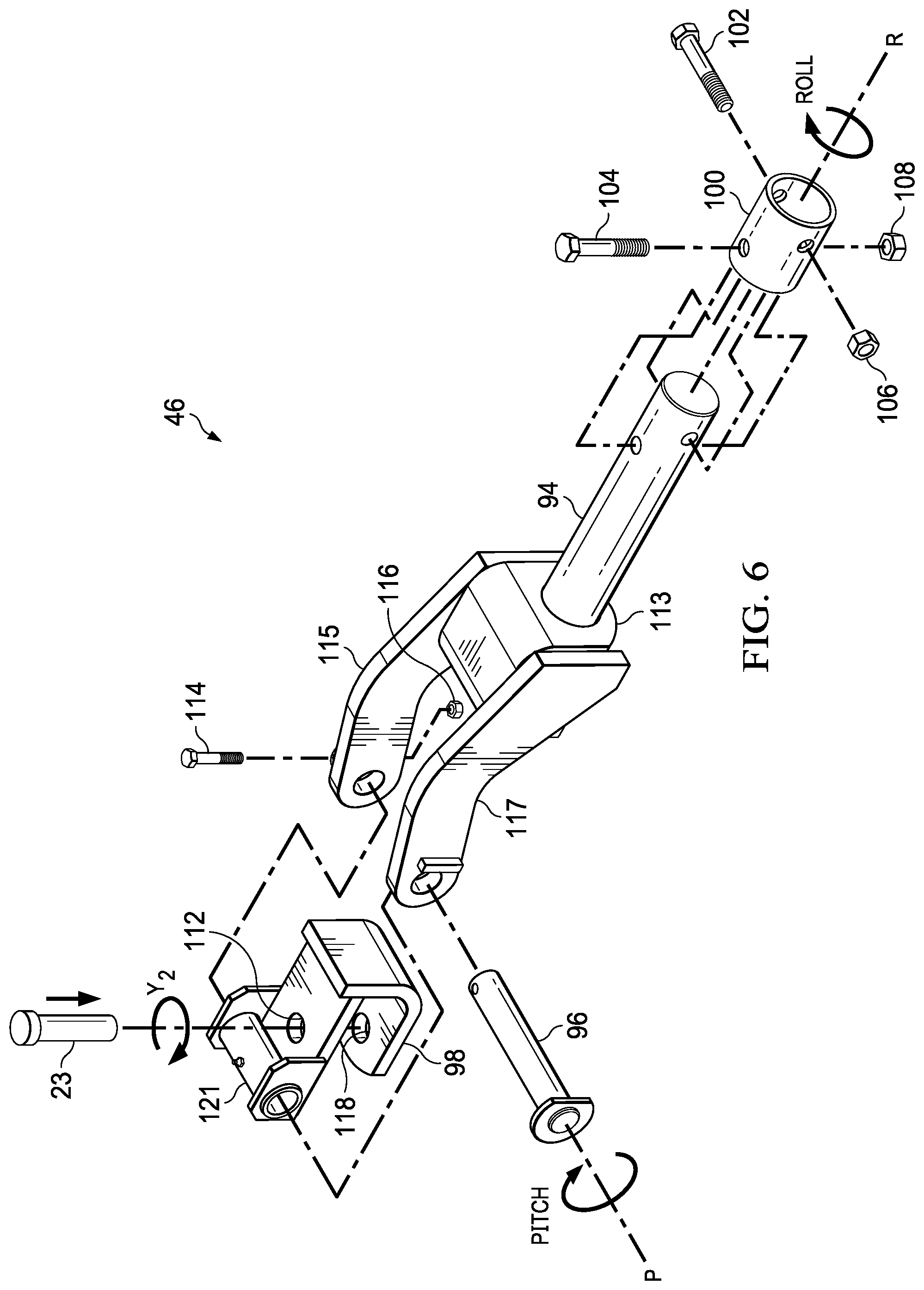 Patent US12102039 Figure 6 – Variable offset hitch and related work machines