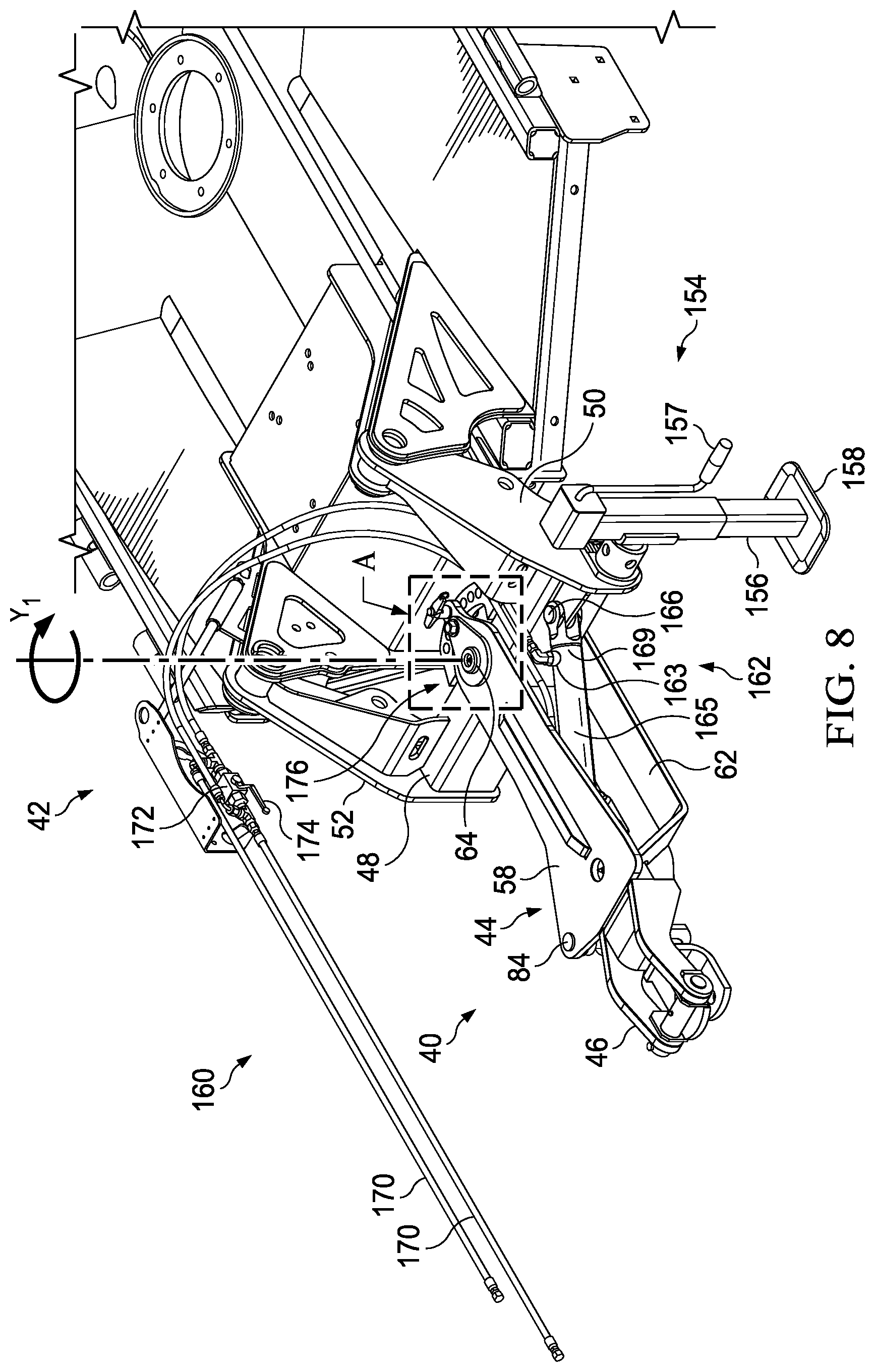 Patent US12102039 Figure 8 – Variable offset hitch and related work machines