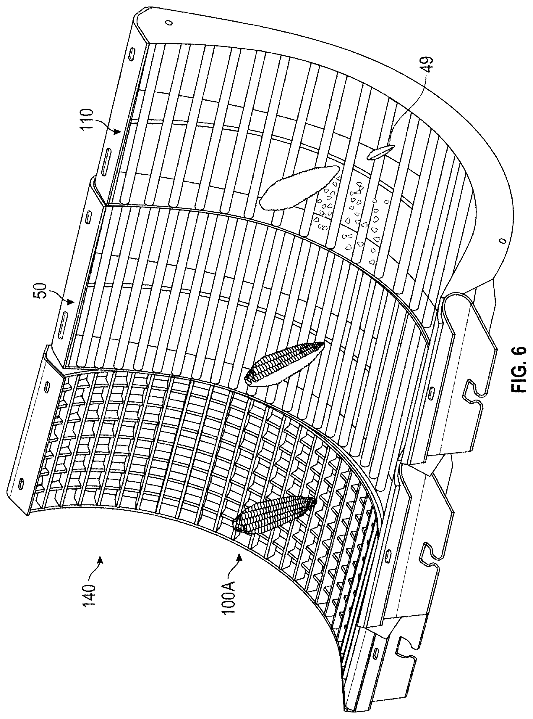 Patent US12102041 Figure 11 – Methods and systems for threshing/separating grains and legumes utilizing concaves