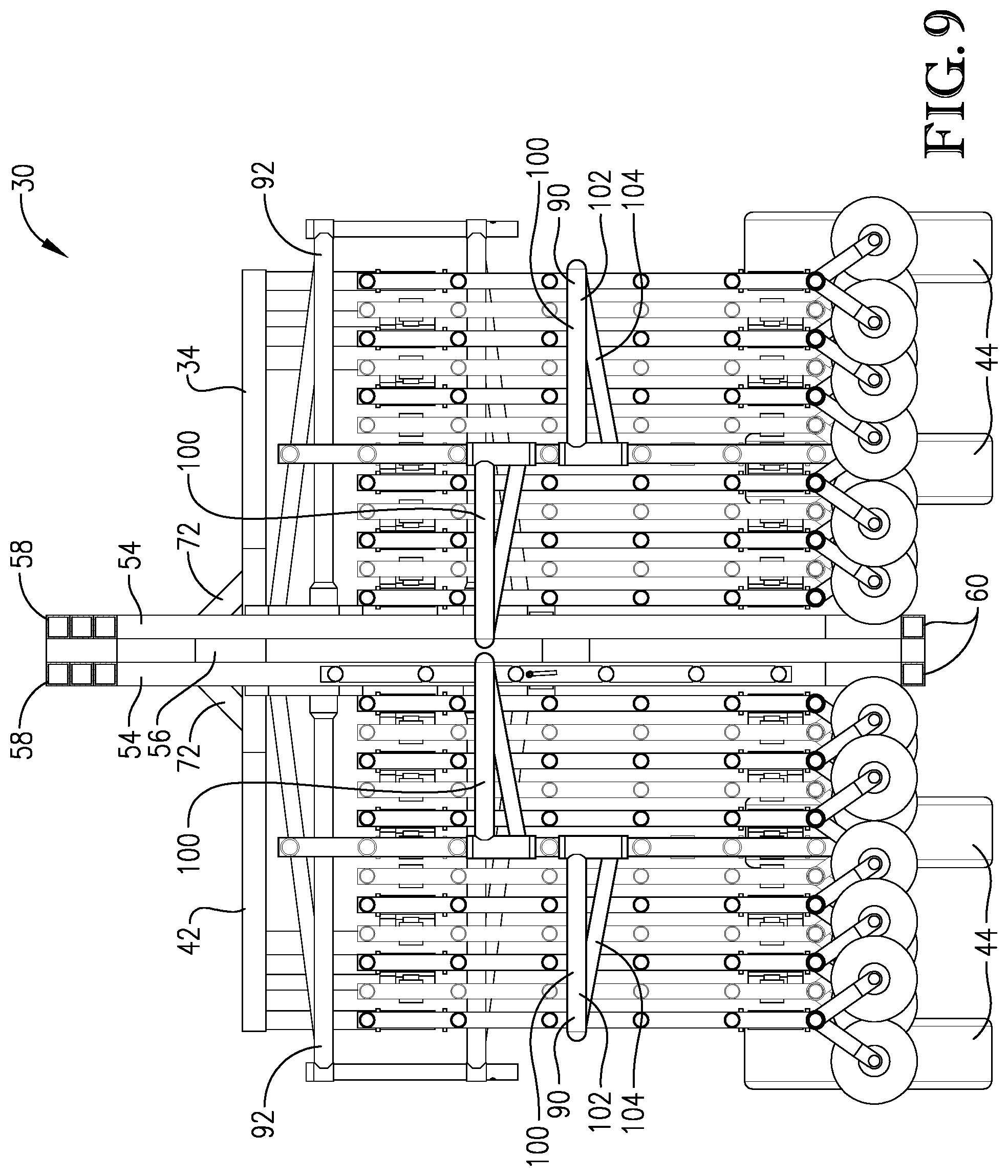 Patent US12102061 Figure 9 – Portable corral suspension with torsion axle