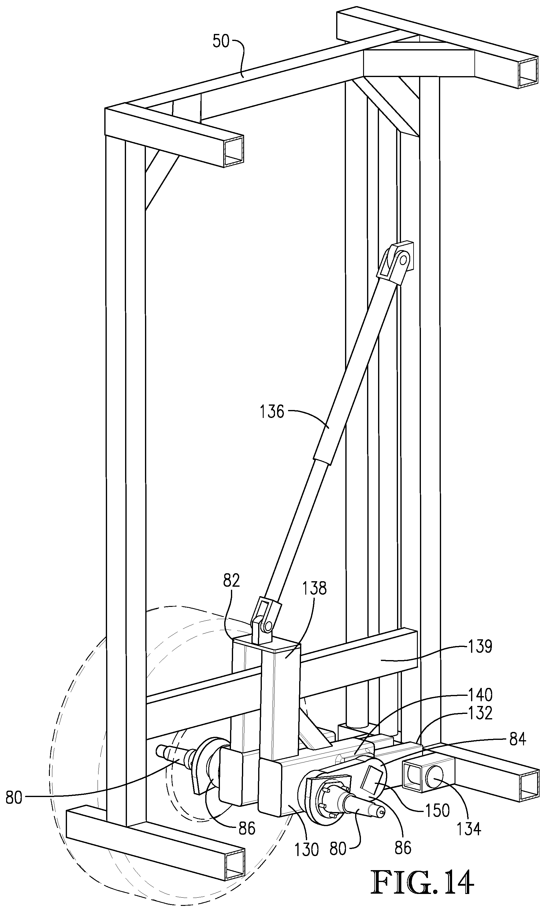 Patent US12102061 Figure 13 – Portable corral suspension with torsion axle