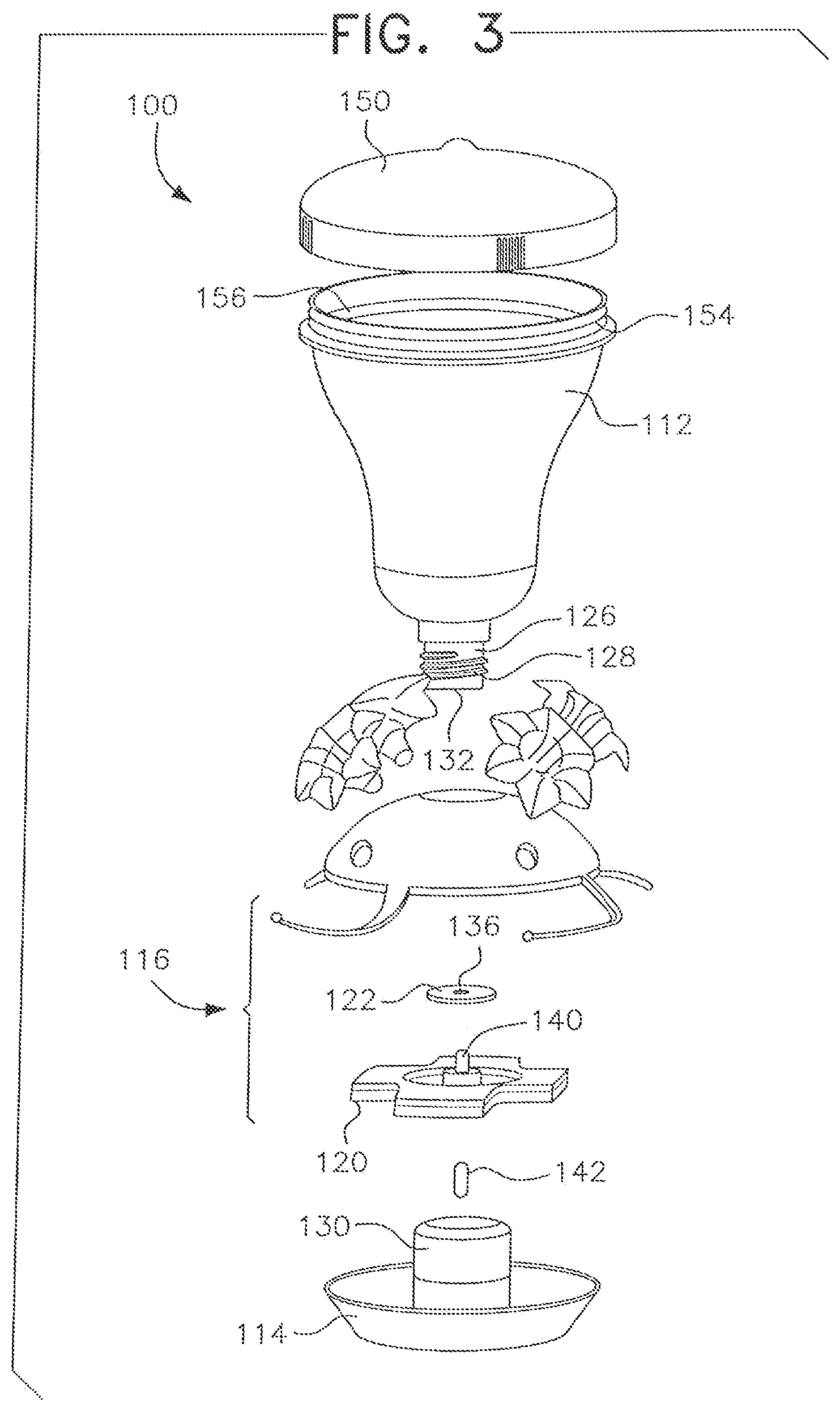 Patent US12102062 Figure 3 – Top-fill hummingbird feeder with float valve base closure mechanism