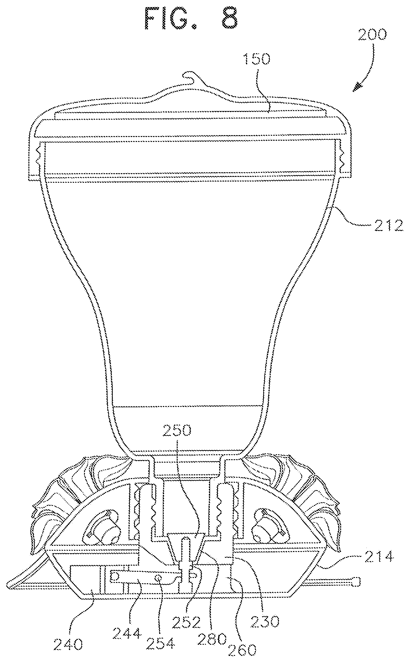 Patent US12102062 Figure 9 – Top-fill hummingbird feeder with float valve base closure mechanism