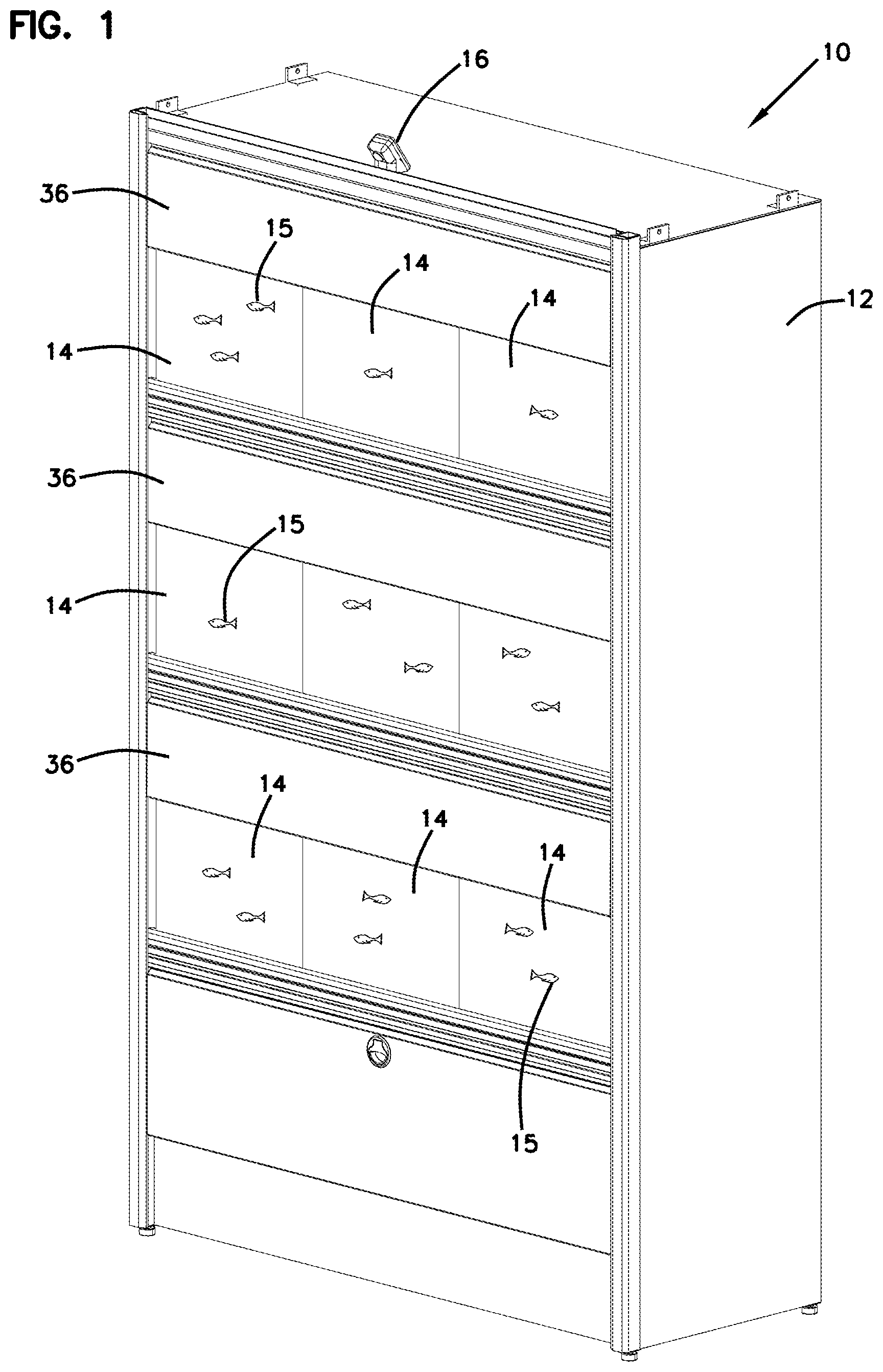 Patent US12102068 Figure 1 – Aquarium system and methods