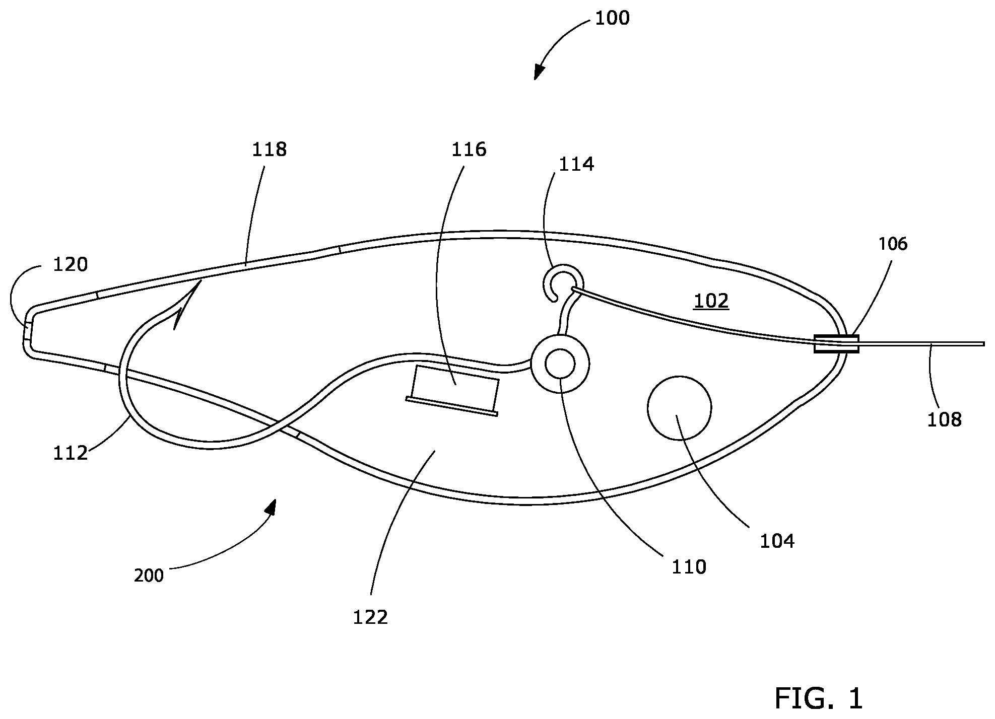 Patent US12102072 Figure 1 – Mechanical fishing lure device with magnet enabled retractable hook