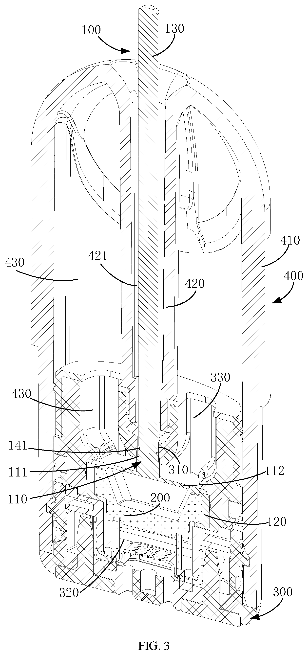 Patent US12102124 Figure 3 – Sealing member, atomizer and electronic atomizing device