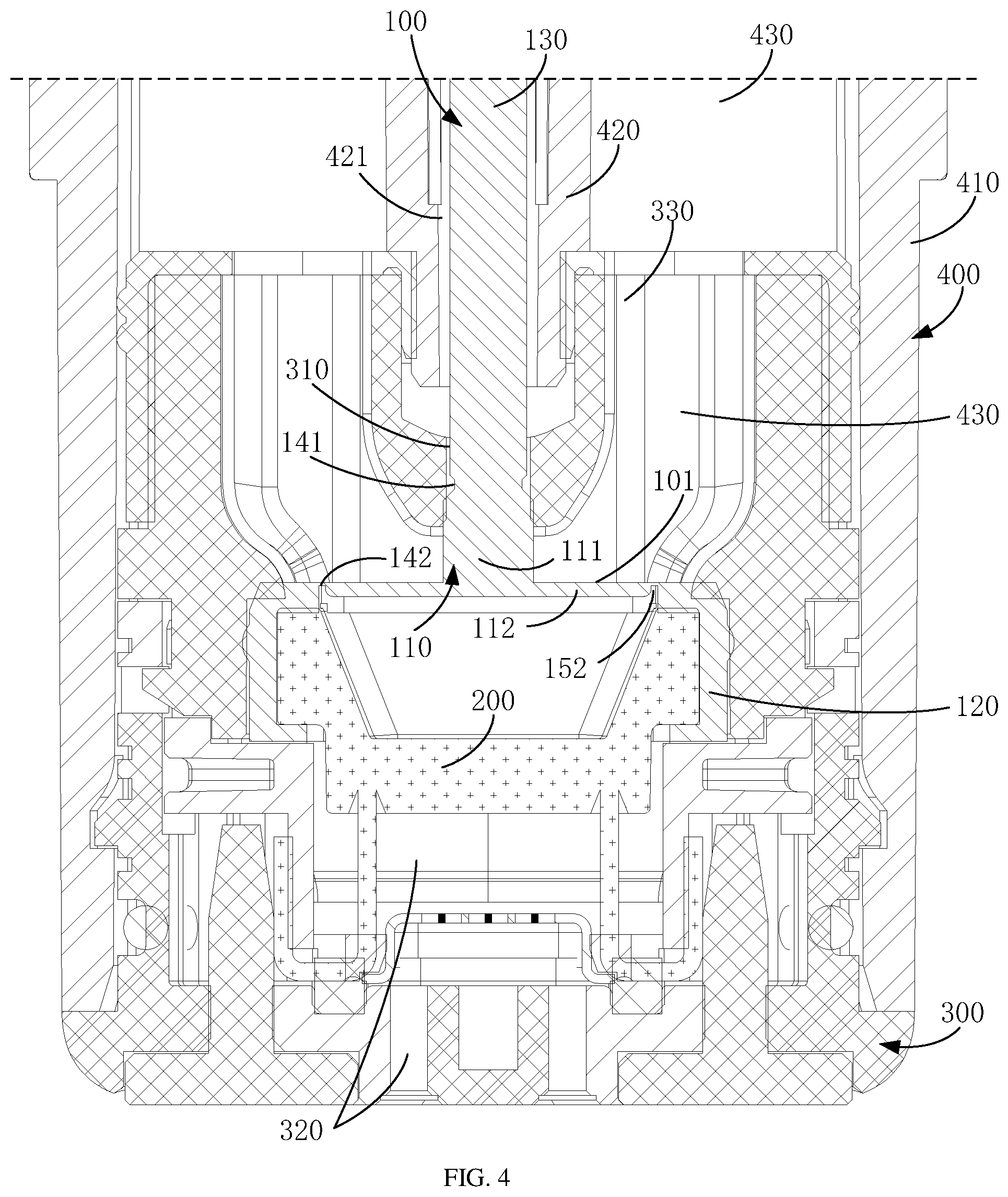 Patent US12102124 Figure 4 – Sealing member, atomizer and electronic atomizing device