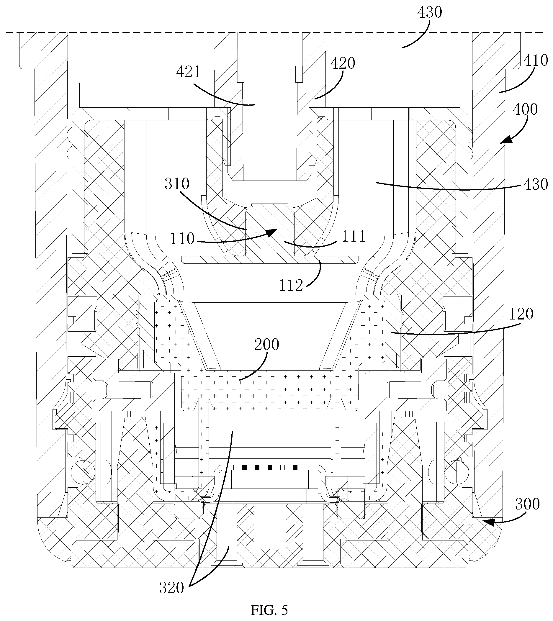 Patent US12102124 Figure 5 – Sealing member, atomizer and electronic atomizing device