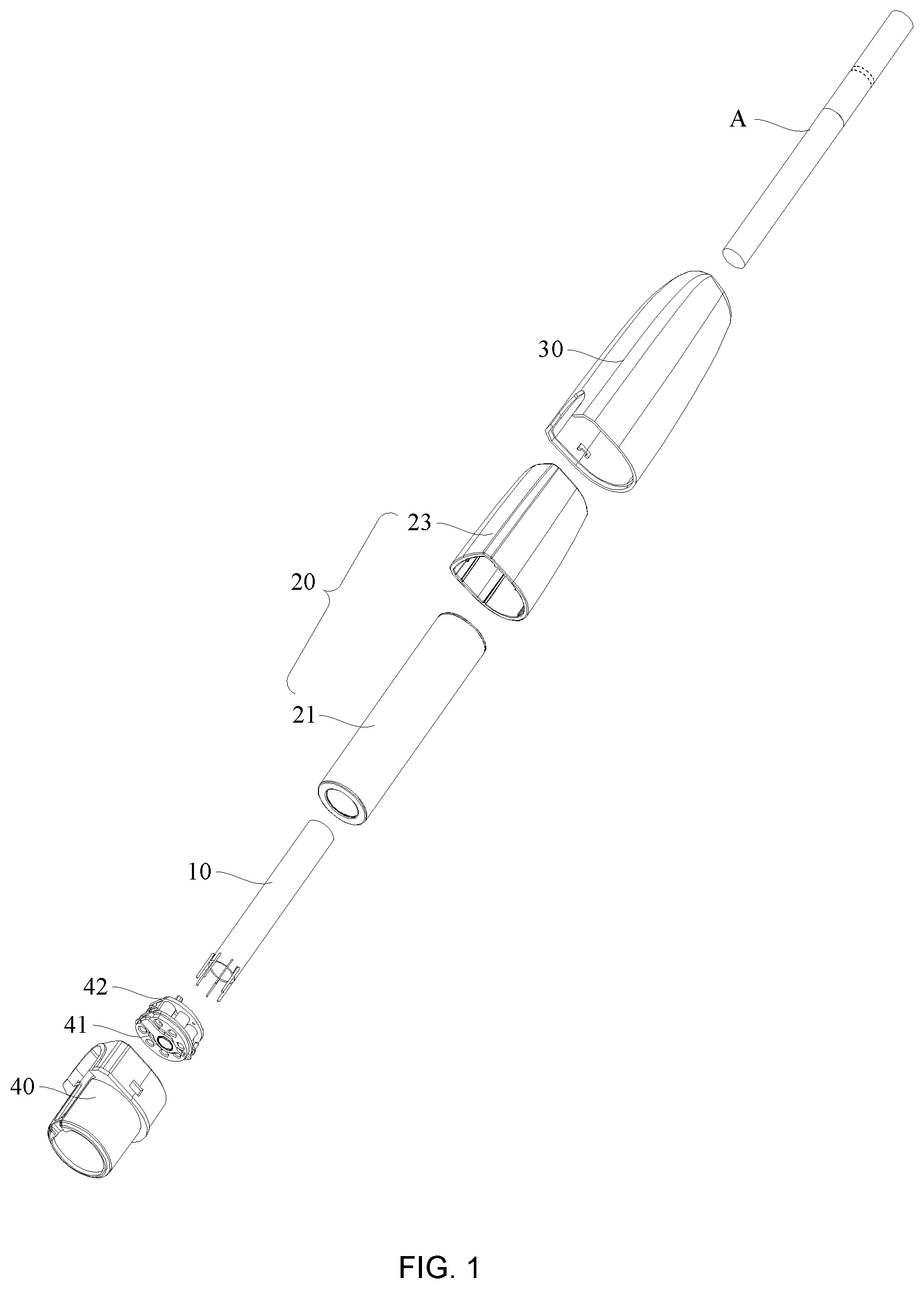 Patent US12102128 Figure 1 – Cigarette heater and electric heating smoking apparatus
