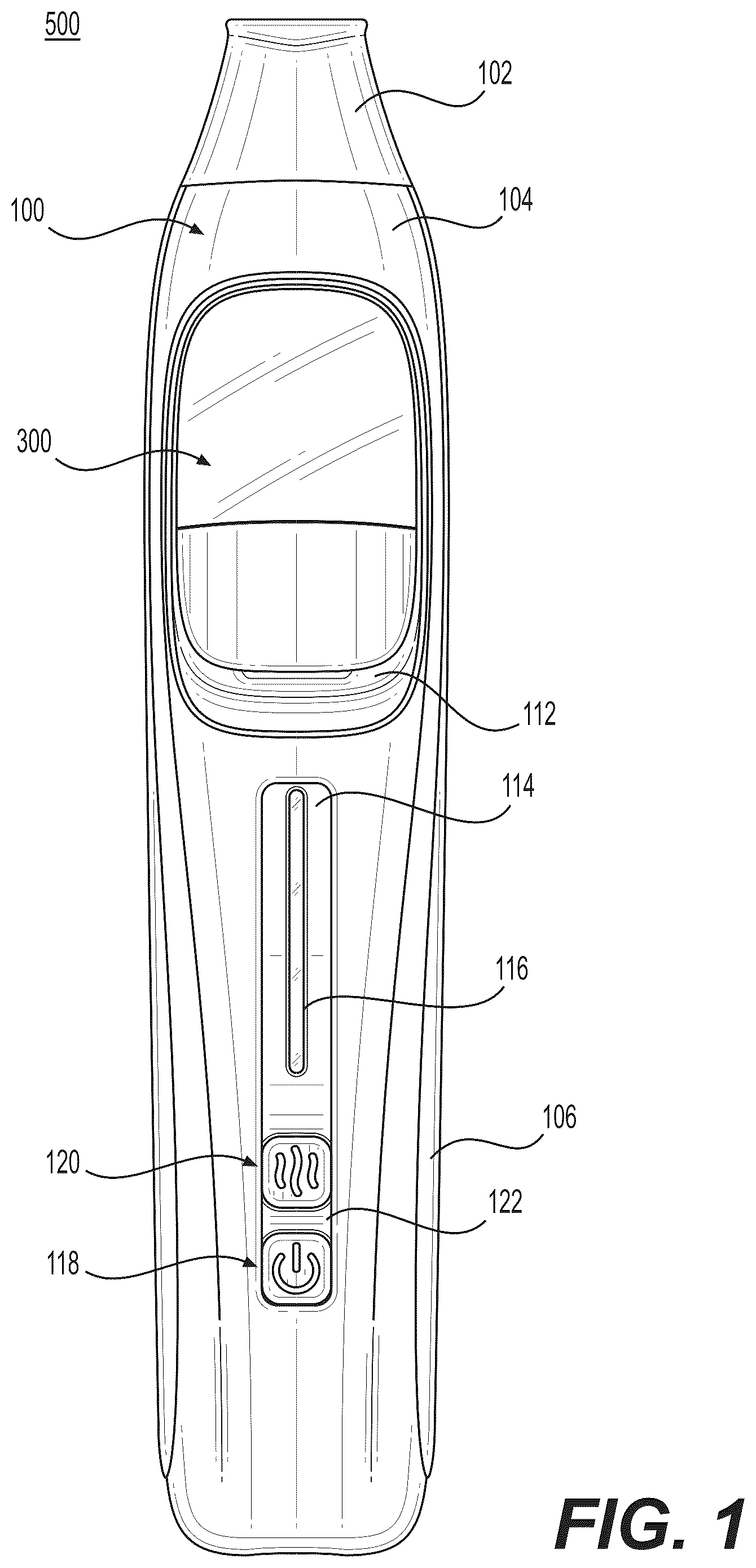 Patent US12102132 Figure 1 – Nicotine electronic vaping devices having nicotine pre-vapor formulation level detection and auto shutdown